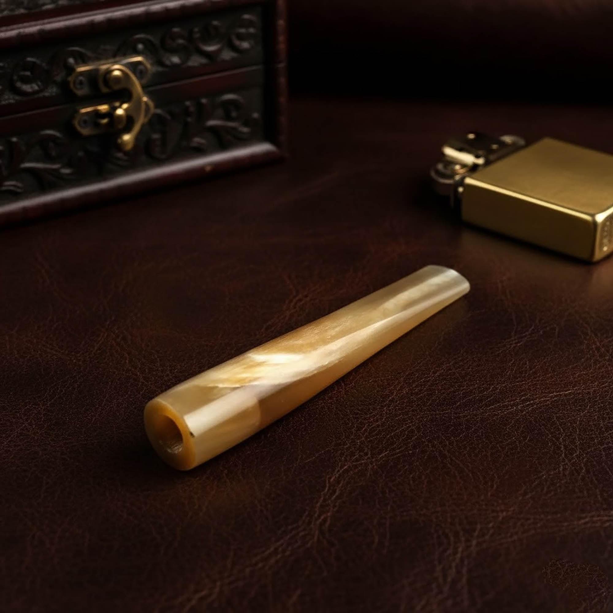 Handcrafted Albino Buffalo Horn Cigarette Holder | Genuine Hand-Carved Organic Smoking Accessory | Polished Buffalo Horn Stem - image 5