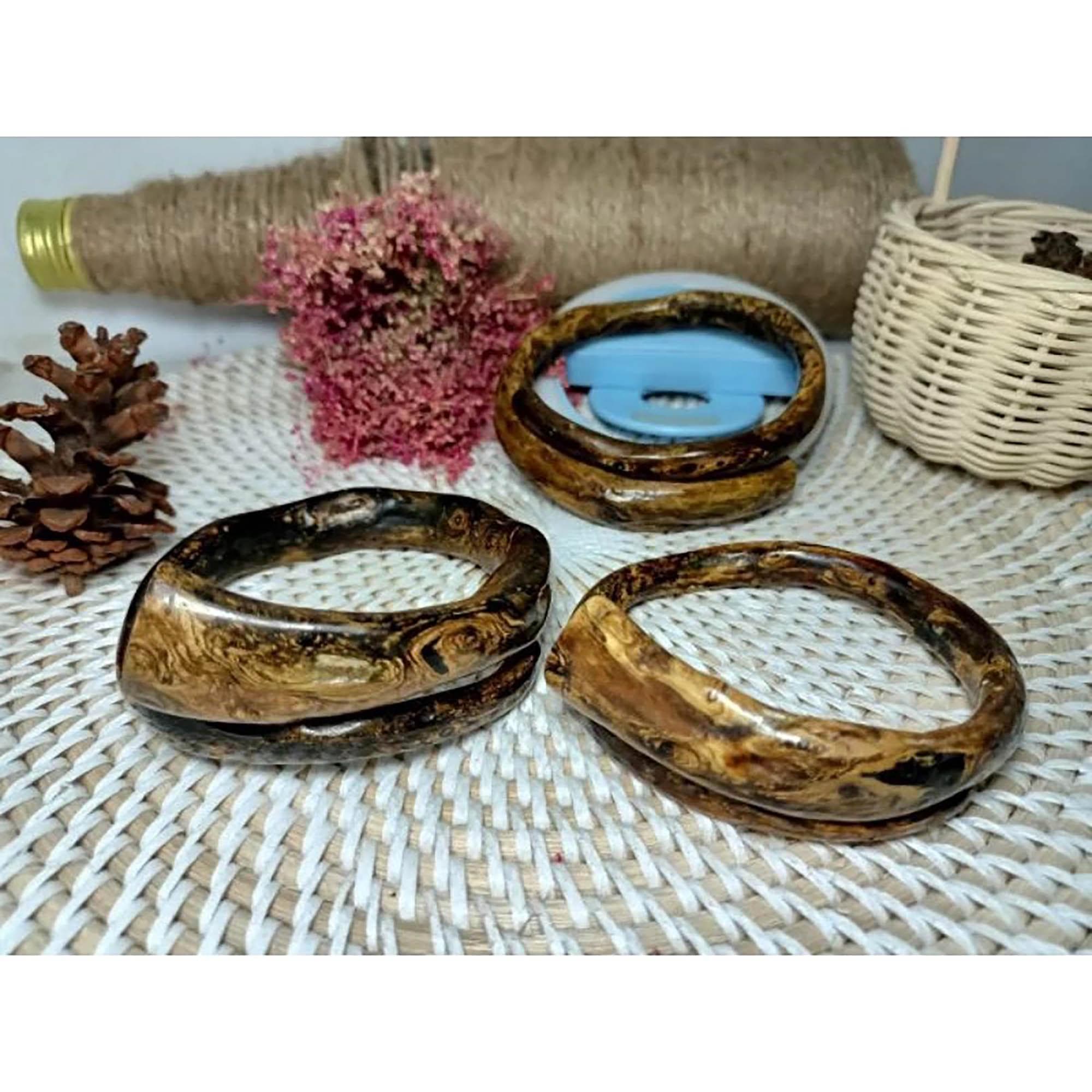 Minimalist Black Coral Bangle | Indonesian Root Bracelet