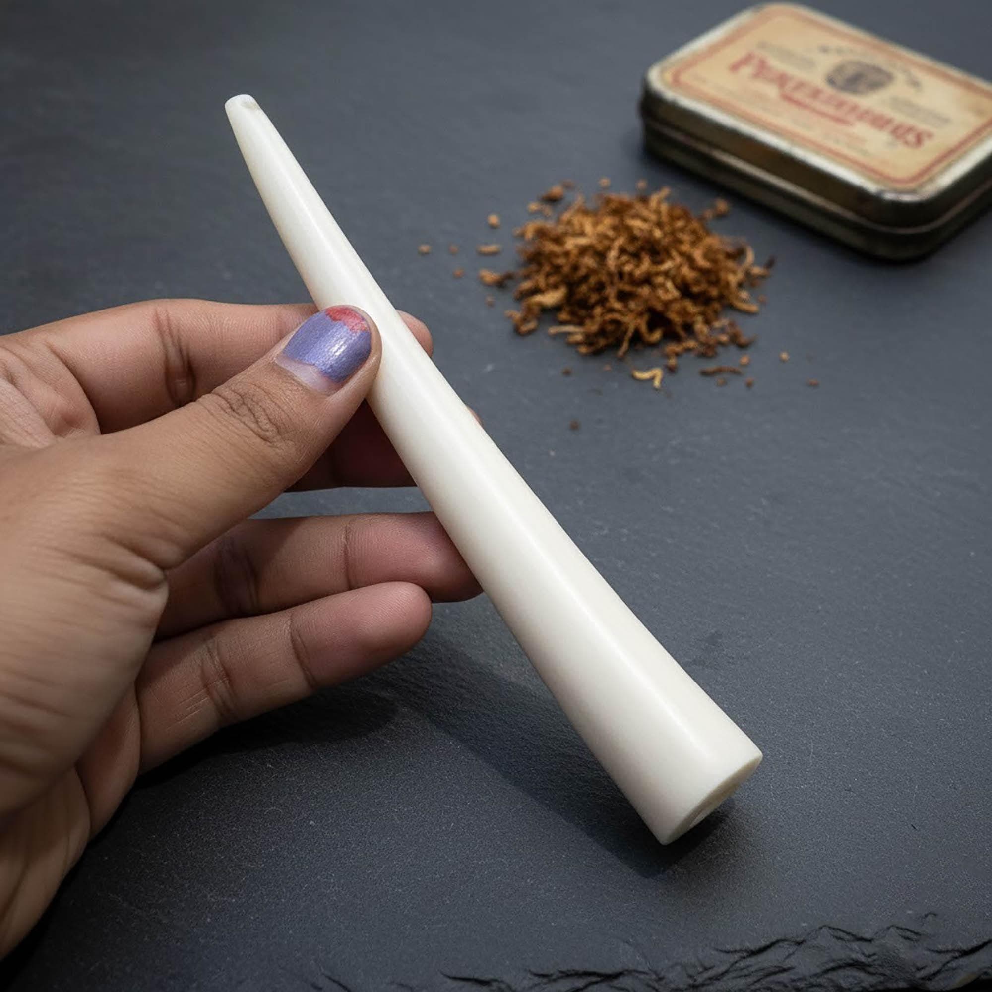 Authentic Natural White Bone Smoking Pipe | Handcrafted Artisan Pipe | Exotic Material Tobacco Pipe | Minimalist White Glowing Finish |