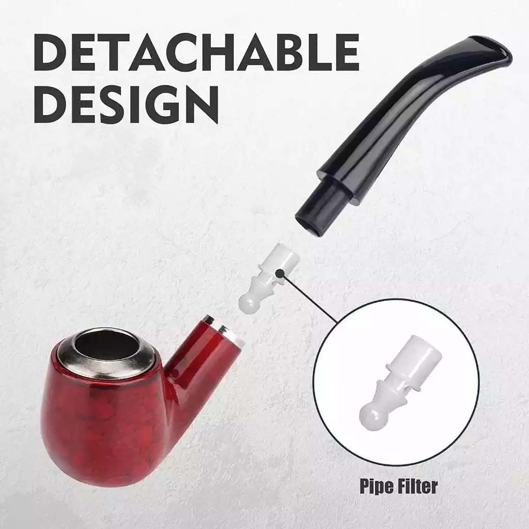Wooden Smoking Pipe - Tobacco Pipe with Metal Bowl (12.4 cm) - image 4