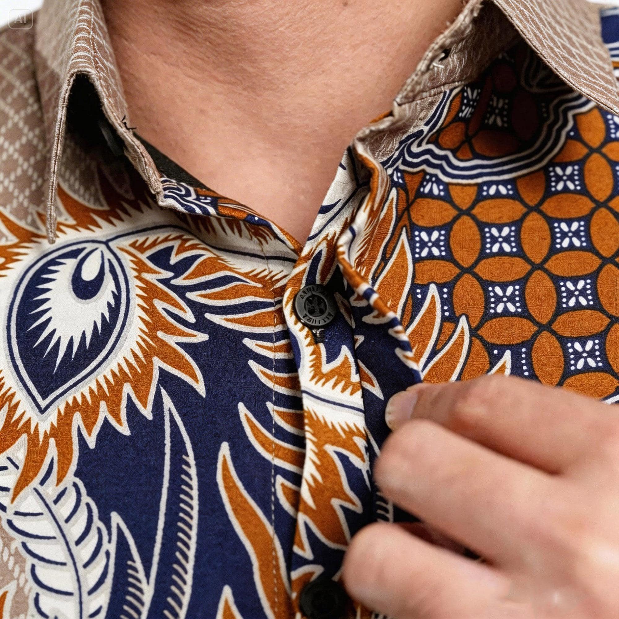 Men's Batik Shirt – Chandraprana Motif Silk-Cotton Long Sleeve Formal Indonesian Heritage - image 4