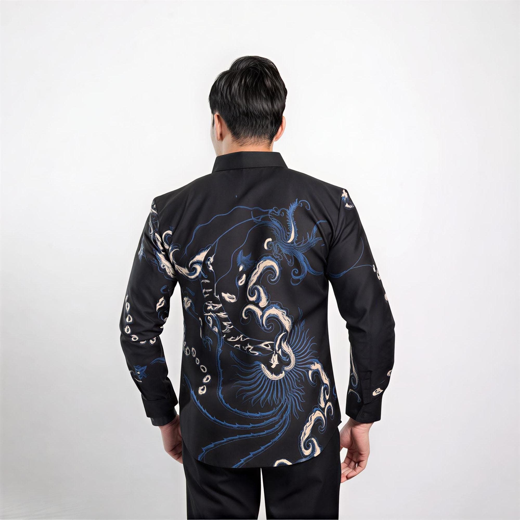 Arkanza Batik Shirt – Men's Long Sleeve Indonesian Formal Wear, Curved Hem - image 3