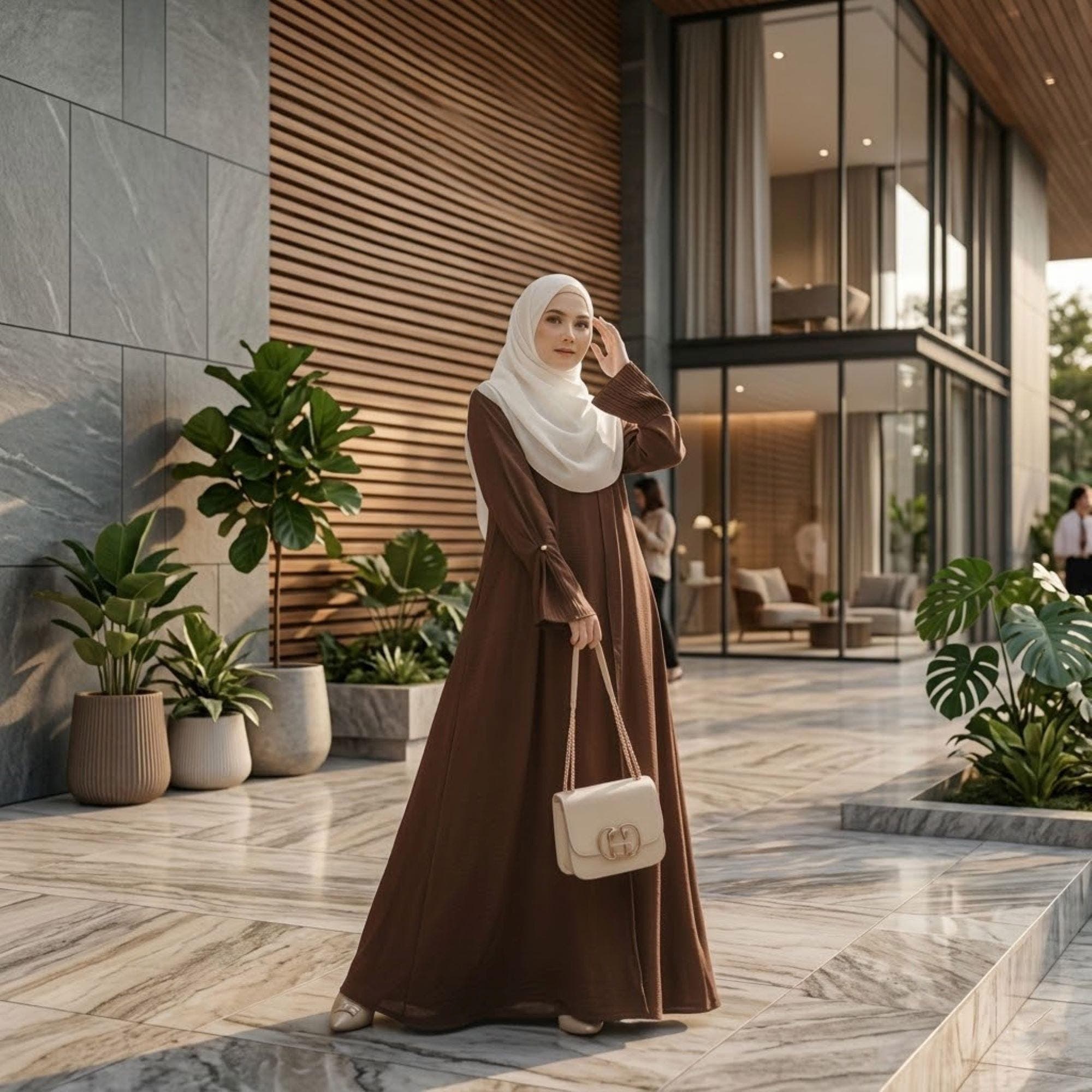 Modern Raisa Abaya Dress – Woolpeach Kaftan, Islamic Modest Wear, Minimalist Jilbab - image 3