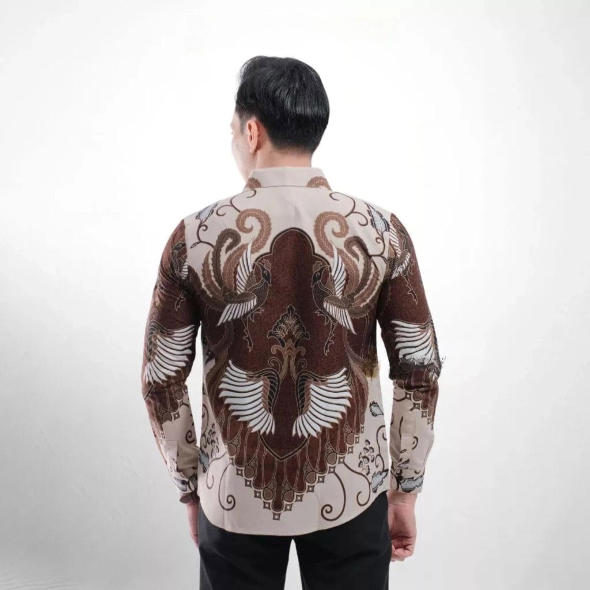 Men's Long Sleeve Batik Shirt – Bhaskara Motif, Cotton Formal Wear - image 4