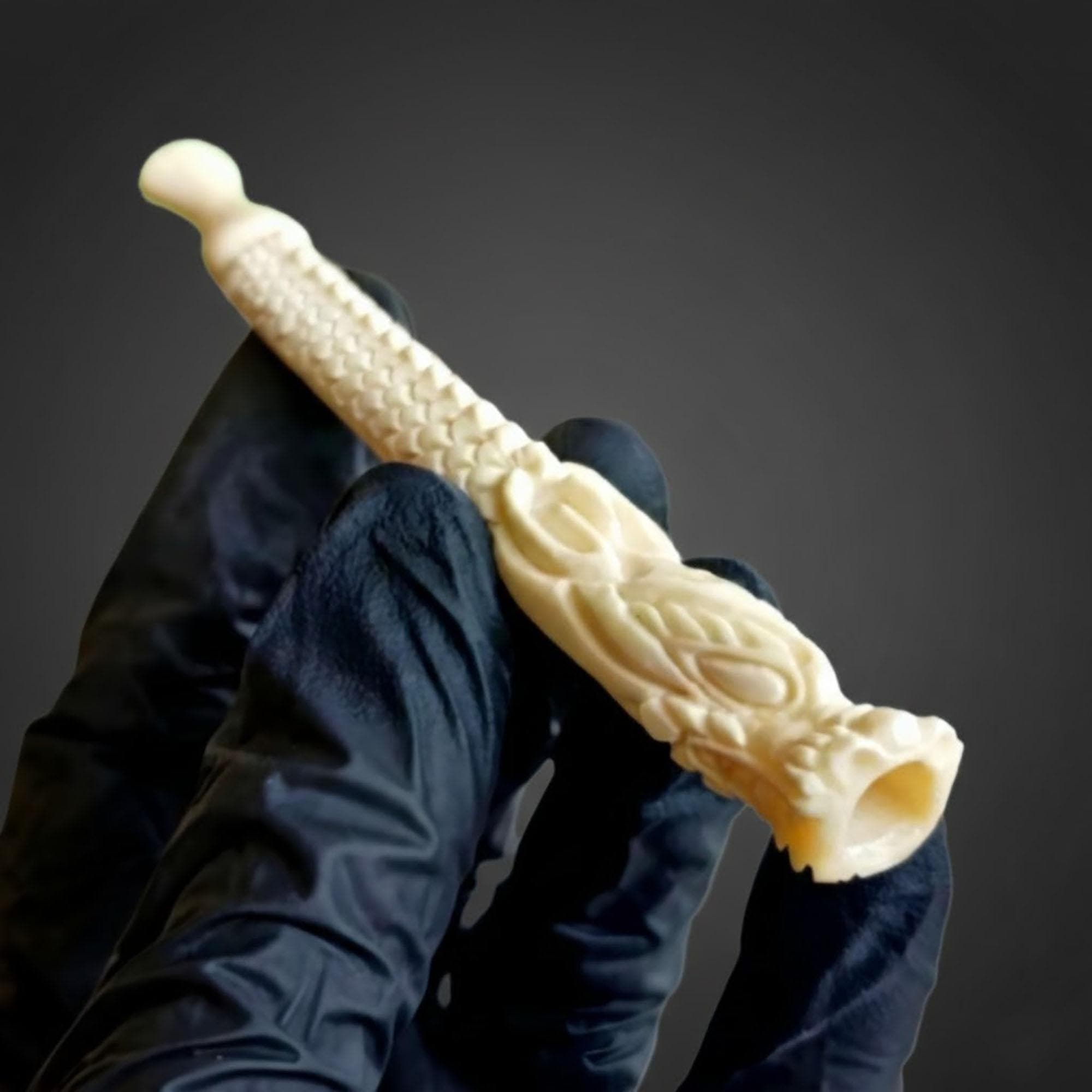 Hand-Carved Dragon Bone Pipe | 3D Dragon Bovine Bone Smoking Pipe | Artisan Crafted Tobacco Pipe | Mythical Creature Collectible | - image 4