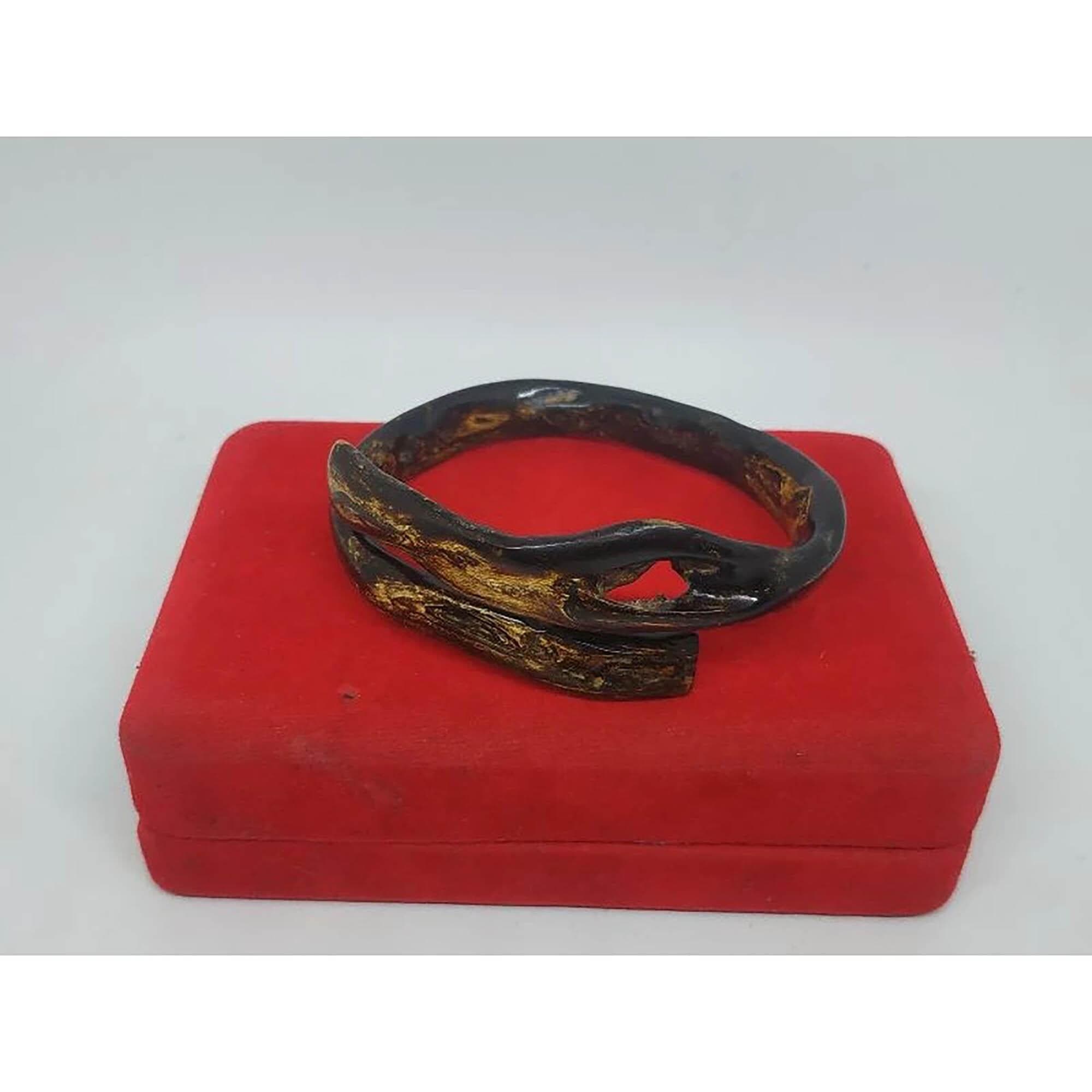 Brahma Batik Black Coral Bangle | Gold Fiber Indonesian Bracelet