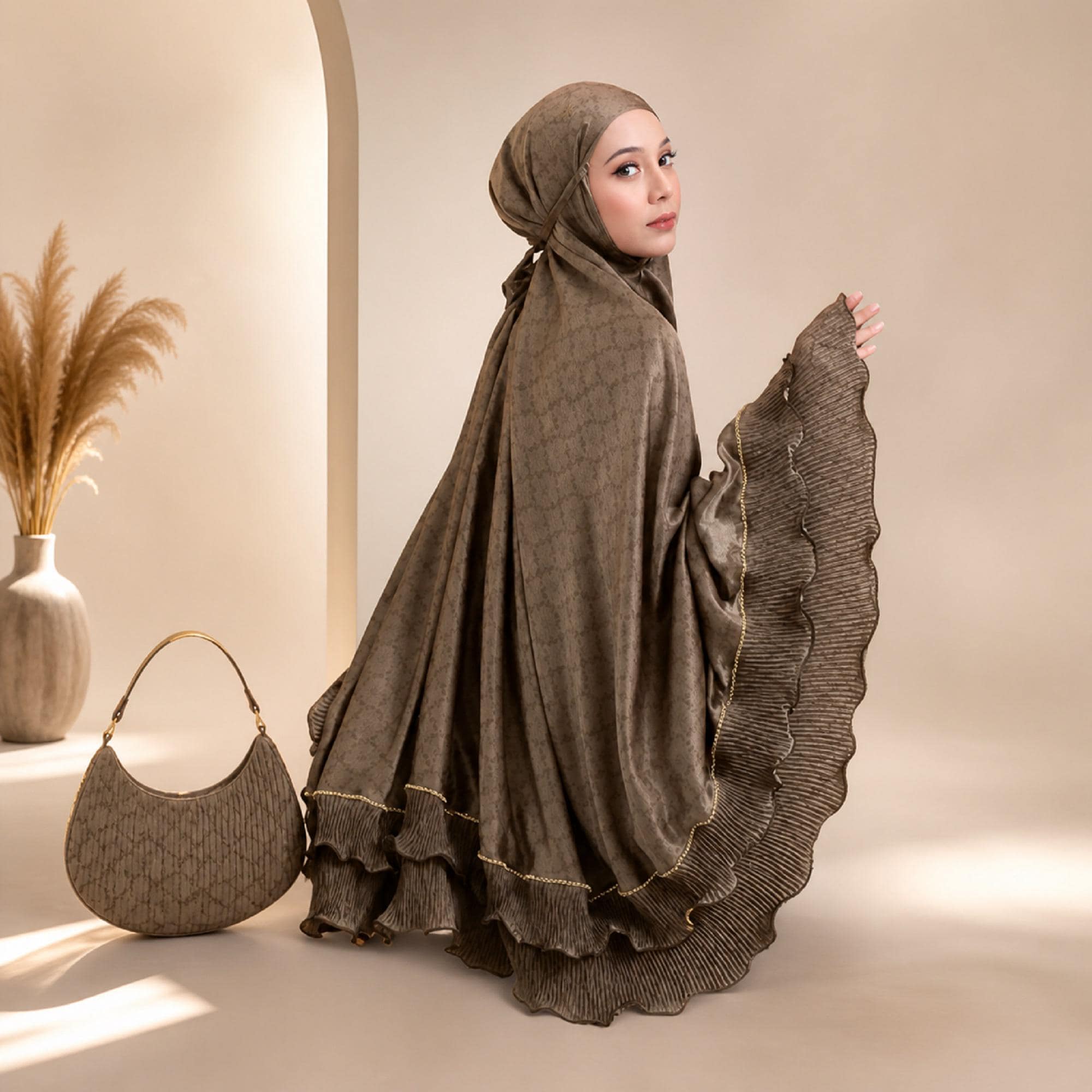 Luxury Silk Mukena 2in1 Prayer Set Elegant Muslim Women - image 3