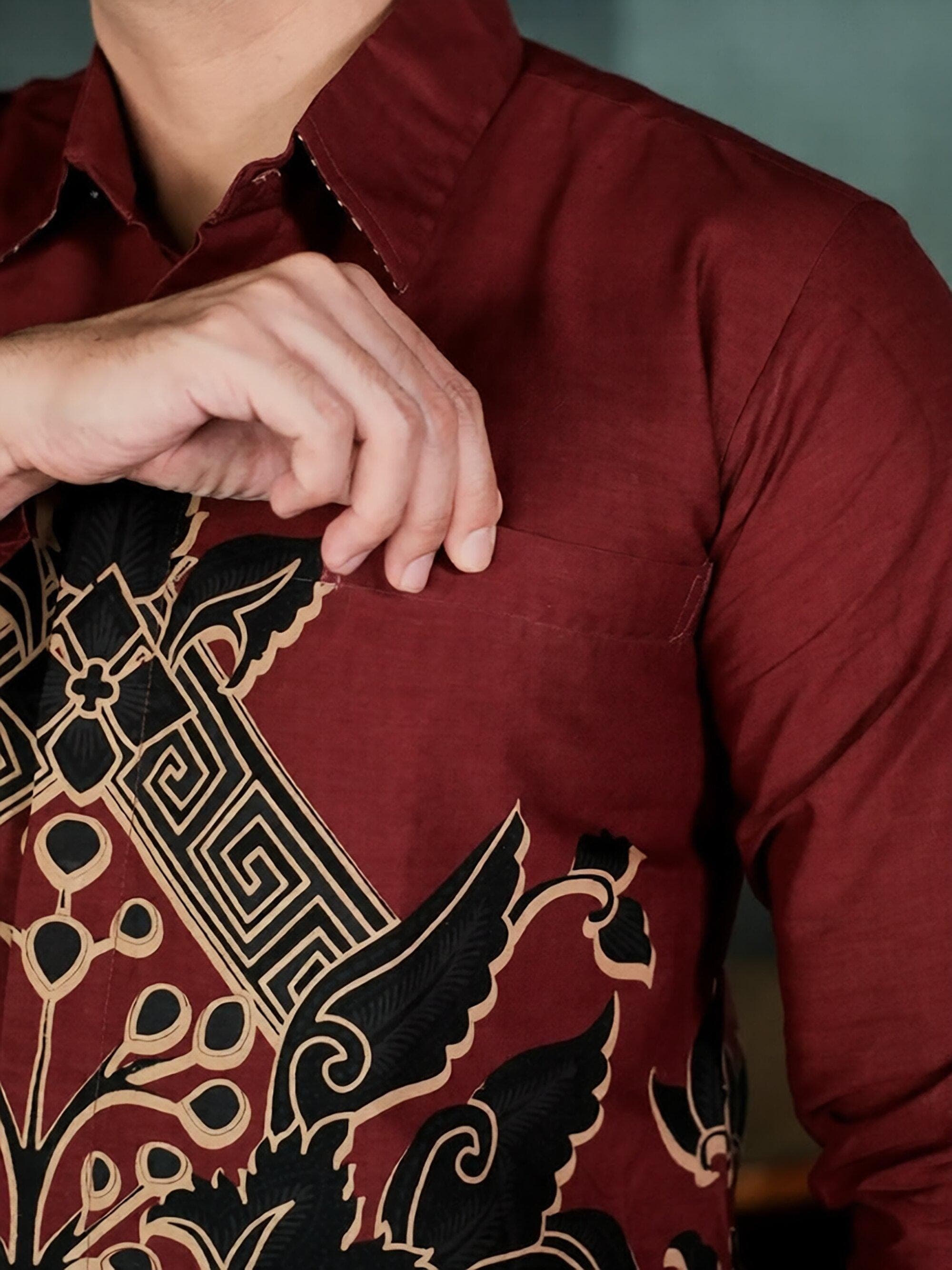 Men's Batik Shirt – Cotton, Slim Fit, Sanggit Motif, Long Sleeve Formal - image 4