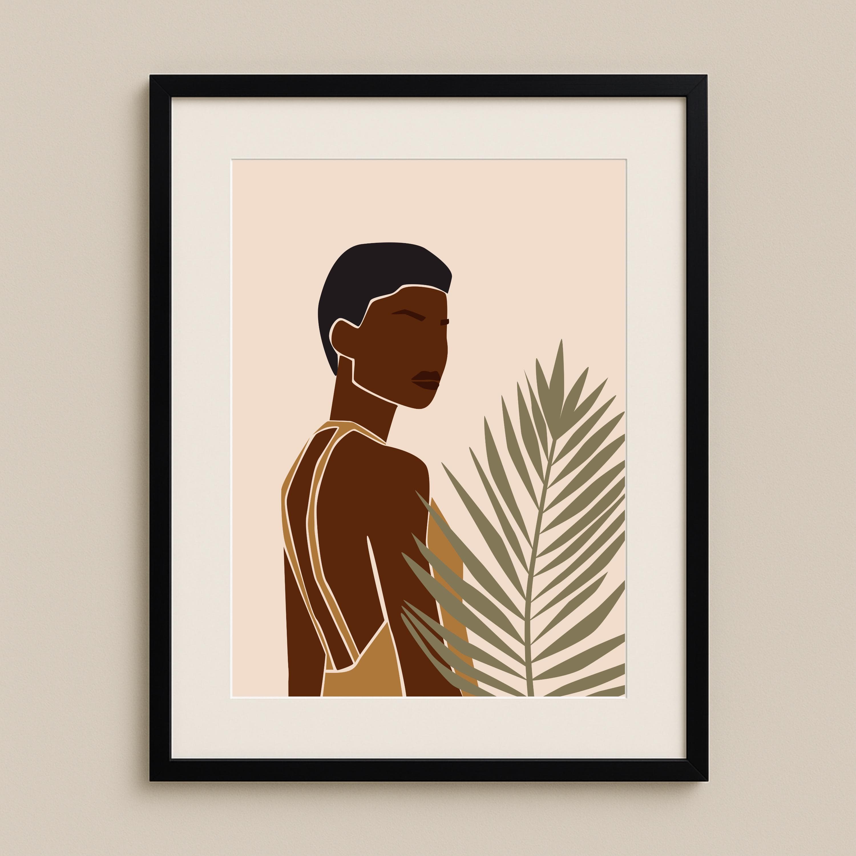 Black Women Wall Art, Autumn Edit Fashion Print, Jewellery Portrait, Neutral Minimalist Decor Poster (A3 A4 5x7)