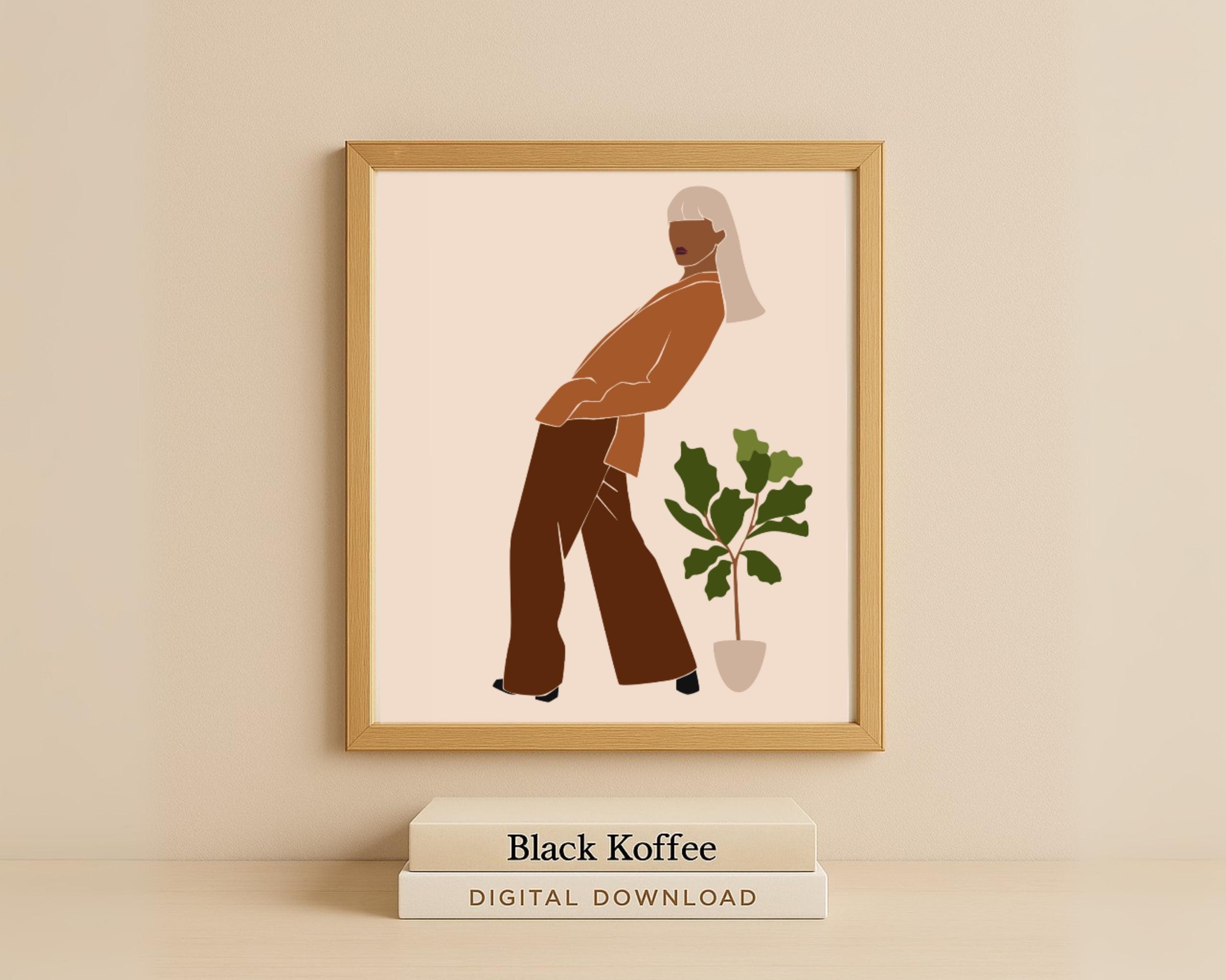 Fashion Silhouette Wall Art – Neutral Tones Illustration, Digital Download (A3/A4 + Free Phone Wallpaper)