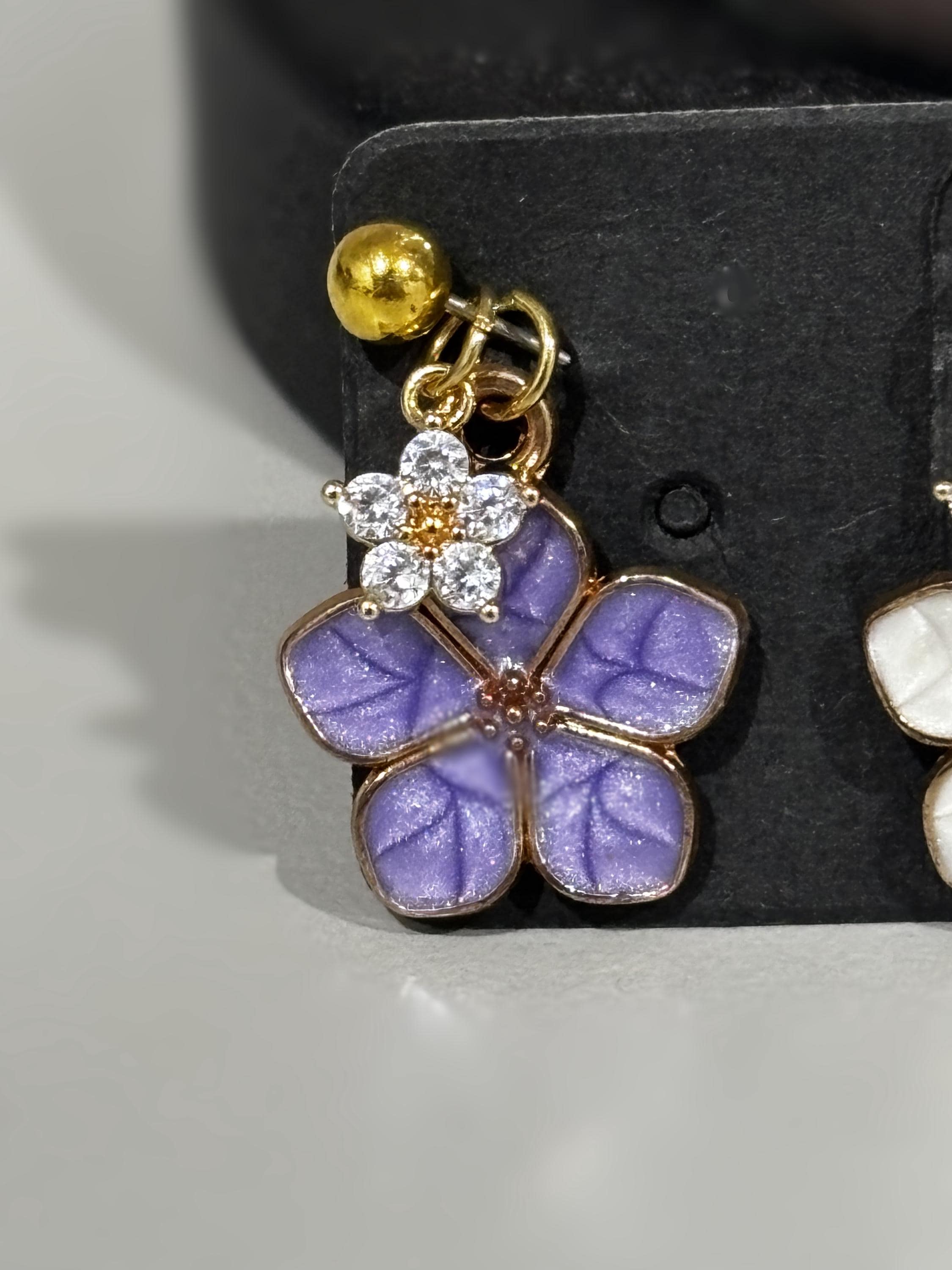 Flower Hijab Pins with Crystal Charms - image 3