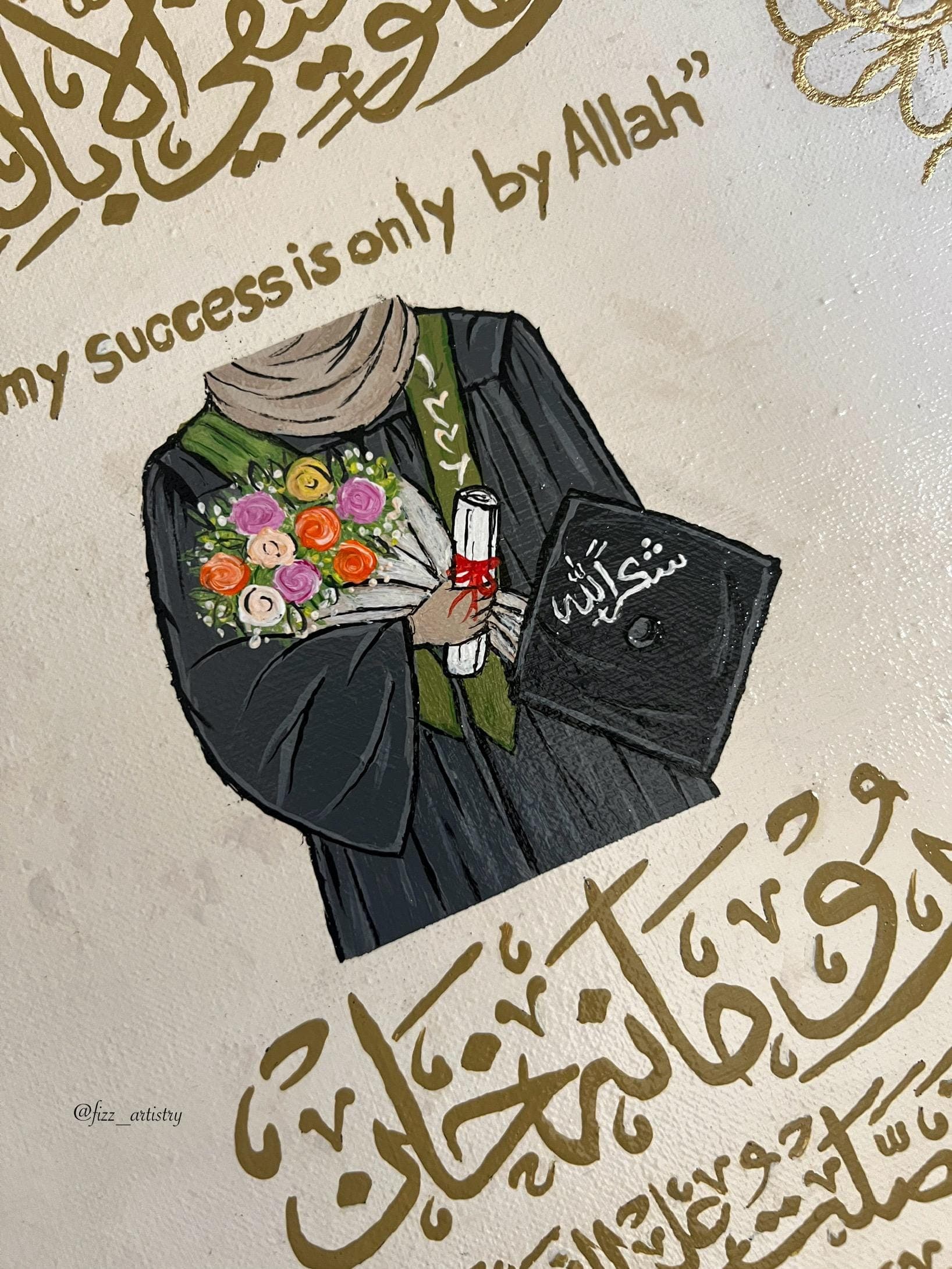 Custom Islamic Graduation Gift Canvas | Personalized Name, Degree & Year | Hand-Painted Islamic Calligraphy | Custom Sizes | Fizz Artistry - image 2