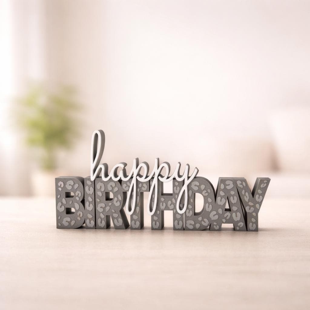 Happy Birthday Schriftzug im Leo-Look | Schritzug Happy Birthday | Schriftzug | Leo-Look | Happy Birthday | Geschenkidee
