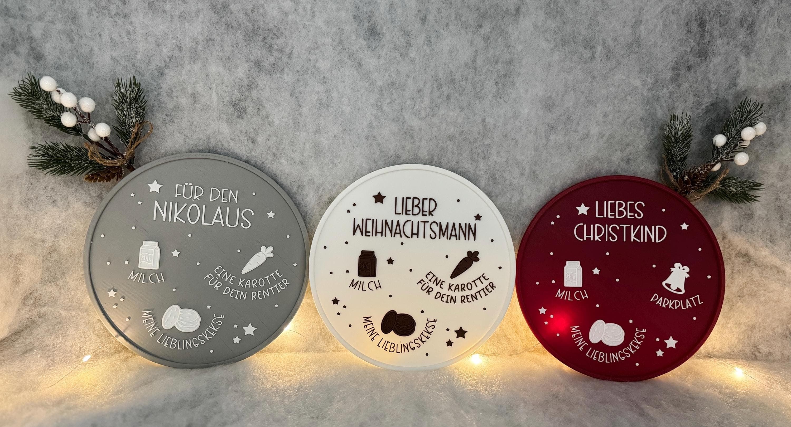 Teller für Nikolaus, Weihnachtsmann & Christkind