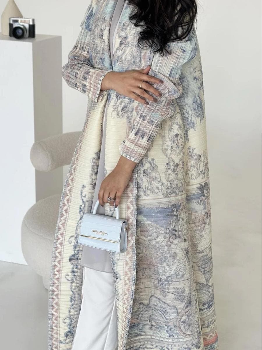 Almaira- Pleated Open Abaya Kimono Style – Elegant Modest Fashion | Casual Abaya Coat for Everyday Wear