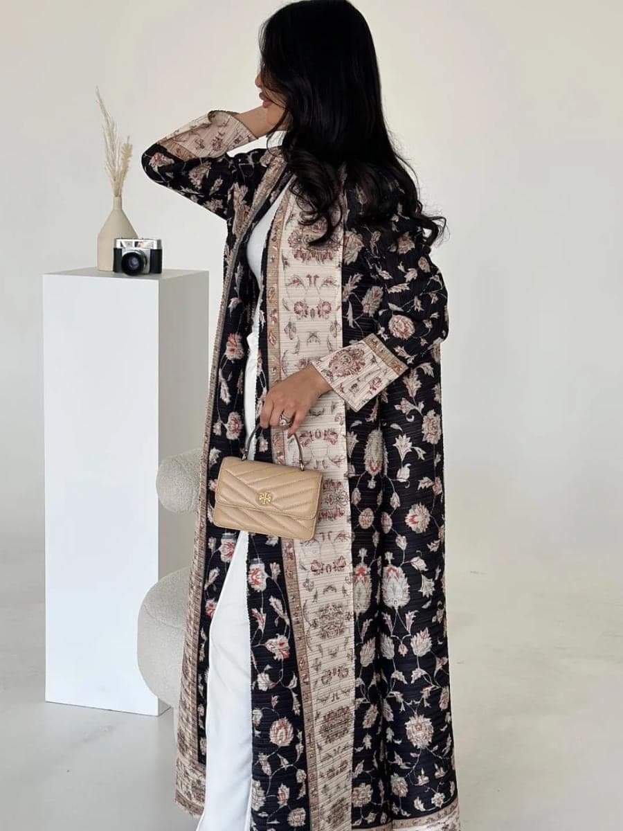 Pleated Open Abaya Kimono – Elegant Modest Fashion Coat