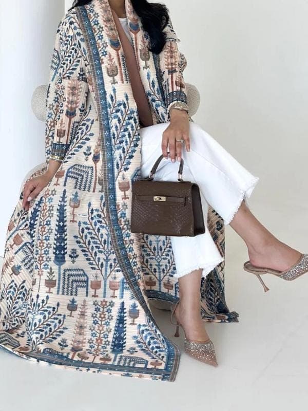 Pleated Open Abaya Kimono - Elegant Modest Fashion Coat
