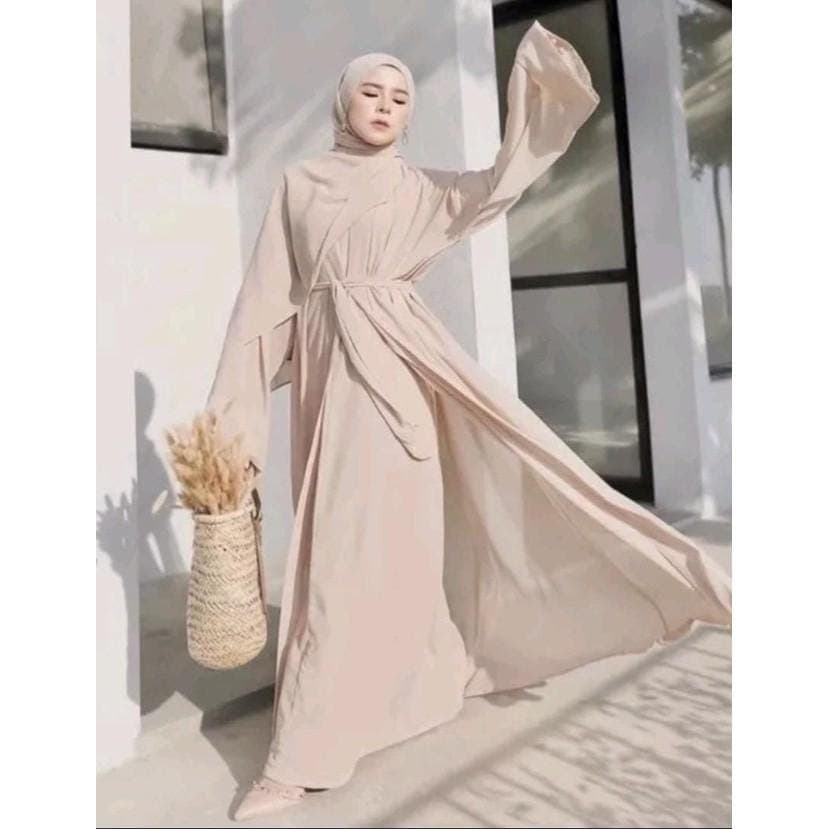 Luxury 3-in-1 Turkish Abaya Set | Detachable Open Outer & Inner Dress | Seruty Babydoll Fabric | Modest Eid Gown | Plus Size Option