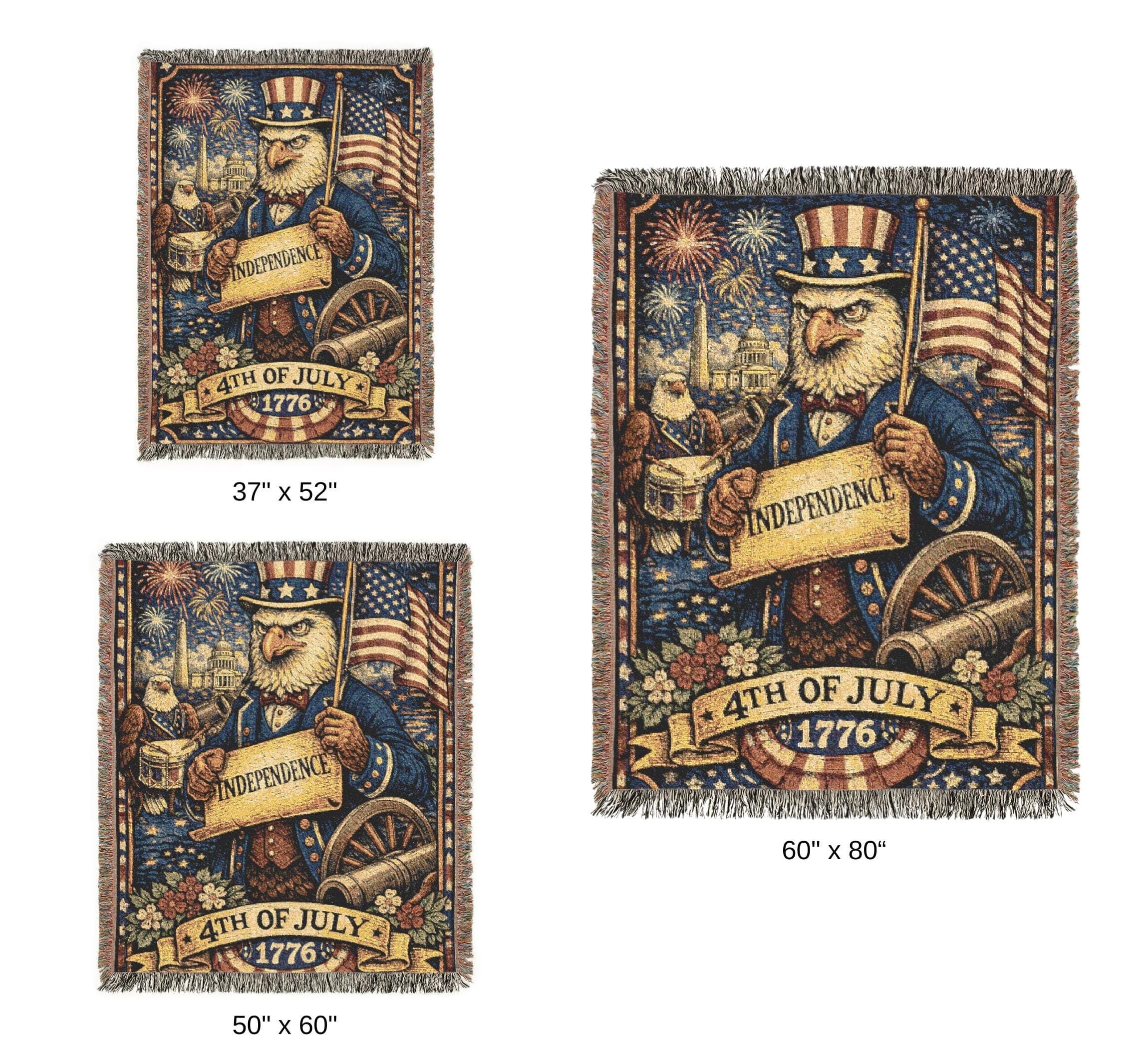 Patriotic Eagle Tapestry Wall Hanging 4th of July Wall Art American Flag Decor Independence Day Woven Throw Blanket Americana 1776 USA Decor - image 5