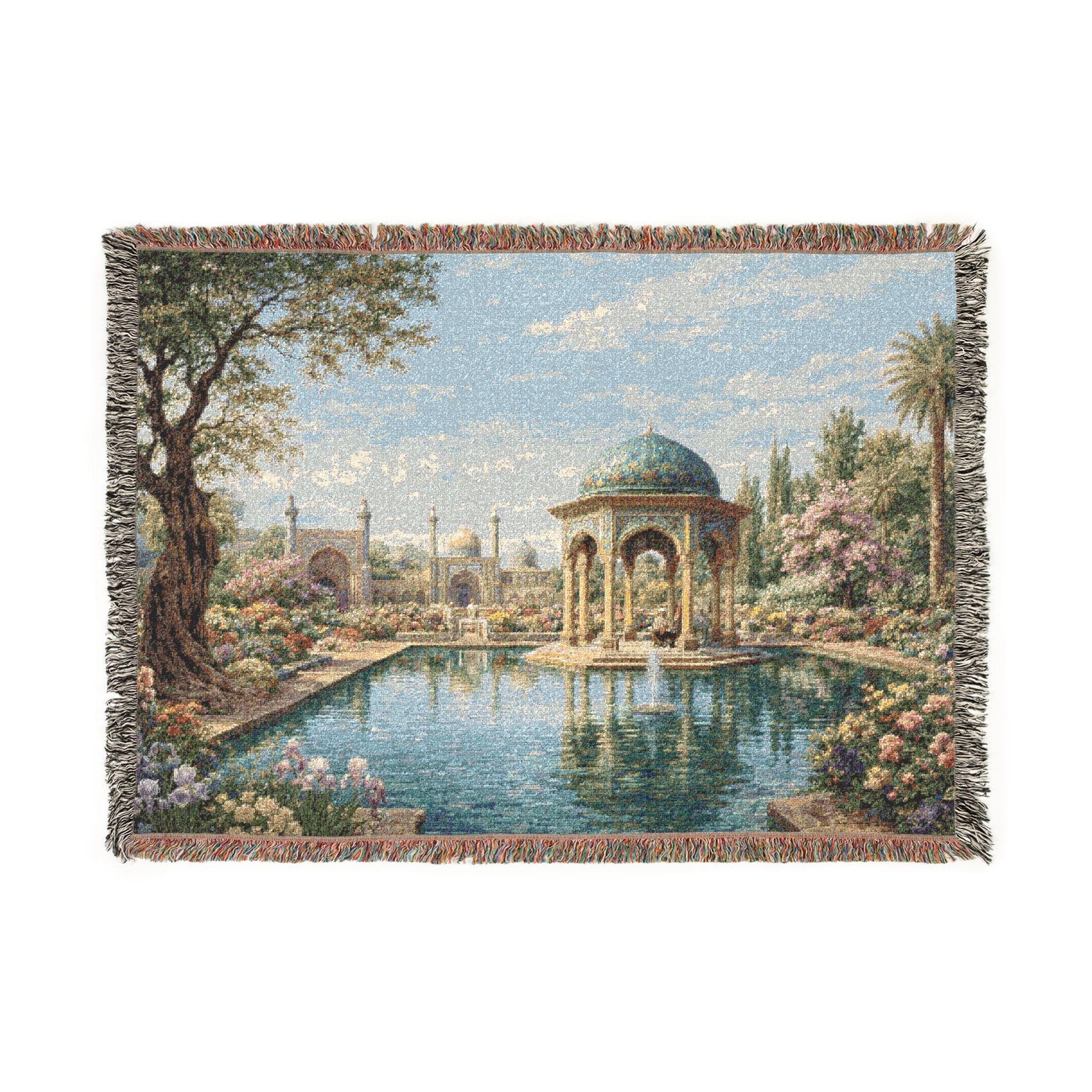 Persian Garden Tapestry Wall Art Woven Throw Blanket Islamic Courtyard Decor Peacock Pool Landscape Wall Hanging Floral Palace Vintage Theme - image 4
