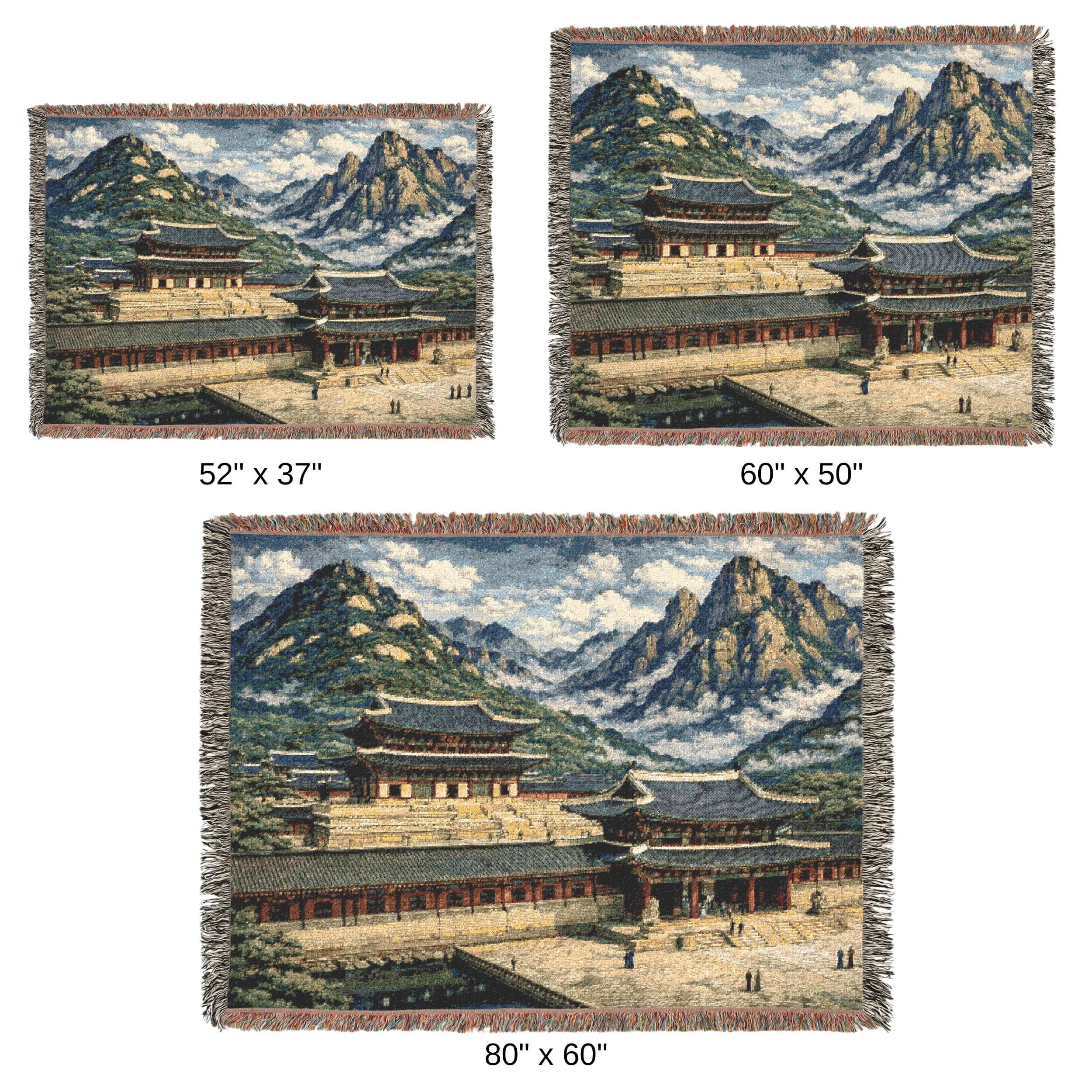Korean Palace Tapestry Wall Hanging Woven Blanket Joseon Hanok Mountain Landscape Wall Decor, Asian Wall Art, Seoul Kdrama Aesthetic Gift - image 5