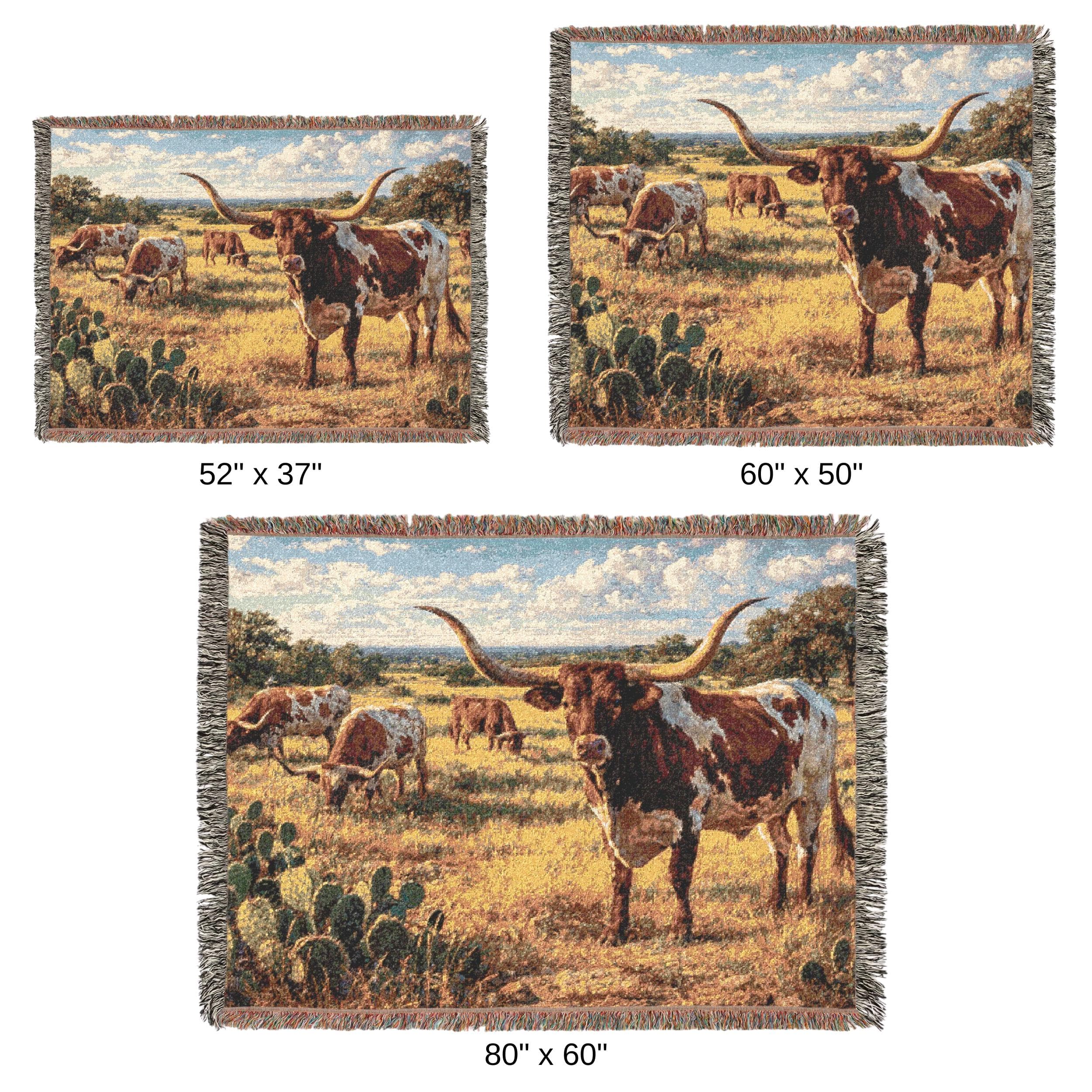 Western Longhorn Tapestry Wall Art Woven Throw Blanket Rustic Ranch Decor Texas Cattle Farmhouse Large  Wall Hanging Southwestern Prairie - image 5