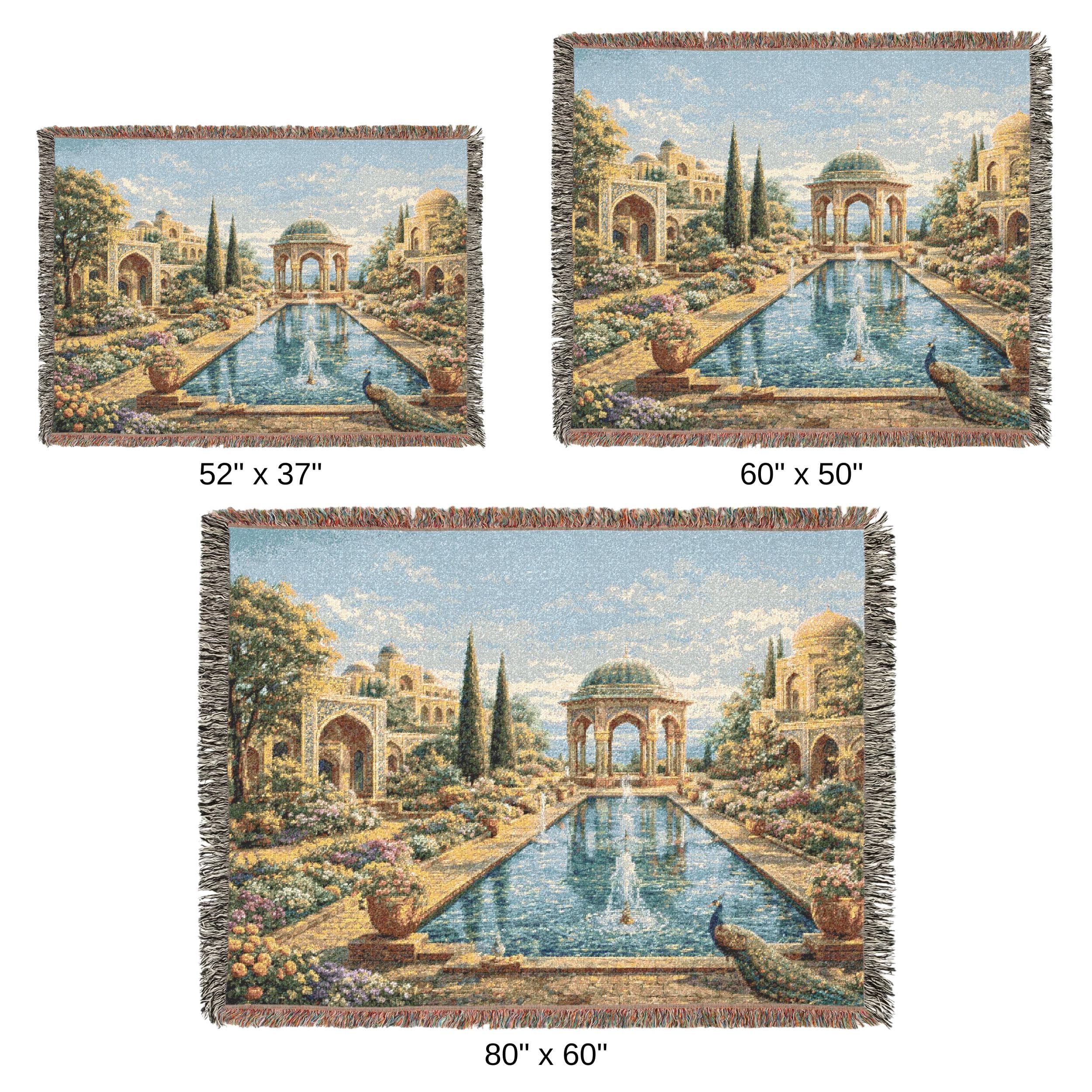 Persian Garden Tapestry Wall Art Woven Throw Blanket Islamic Architecture Decor Peacock Courtyard Landscape Wall Hanging Vintage Oriental - image 5