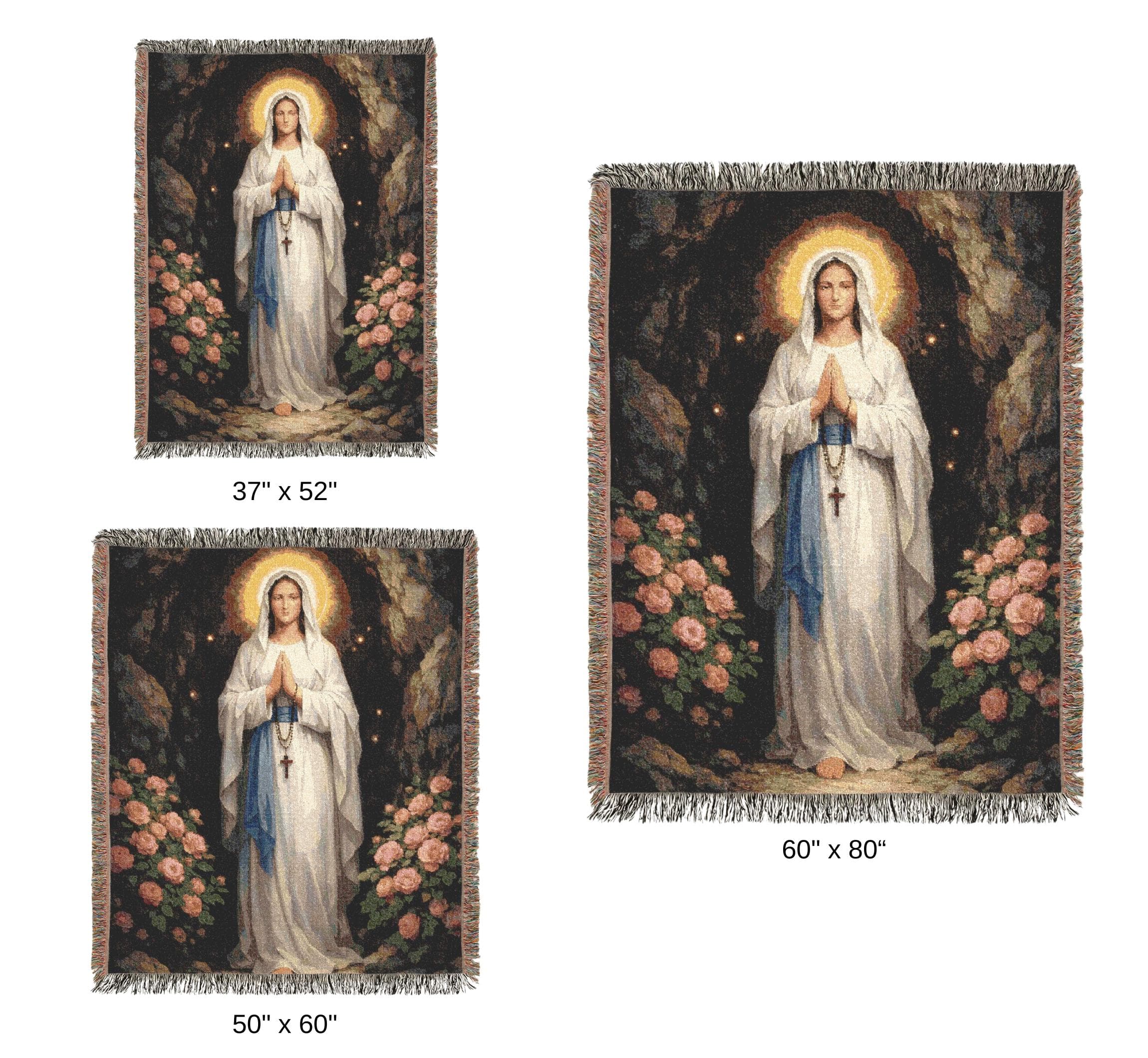 Virgin Mary Tapestry Wall Hanging Catholic Decor Our Lady of Lourdes Prayer Room Woven Blanket Christian Wall Art Dorm Bedroom Decor Gift - image 5