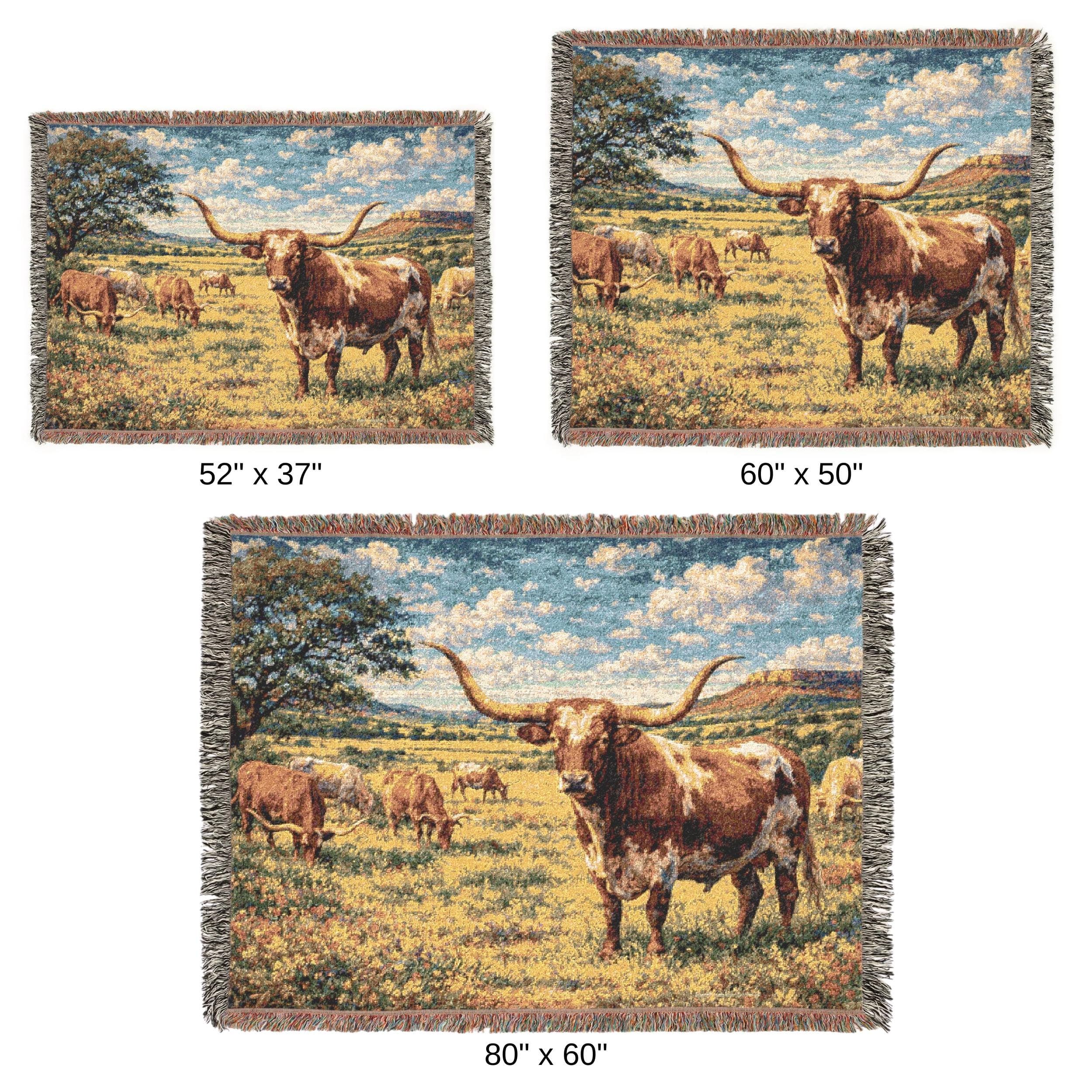 Texas Longhorn Tapestry Wall Hanging Western Wall Art Rustic Ranch Decor Pasture Cattle Scene Throw Blanket Country Farmhouse Gift for Him - image 5
