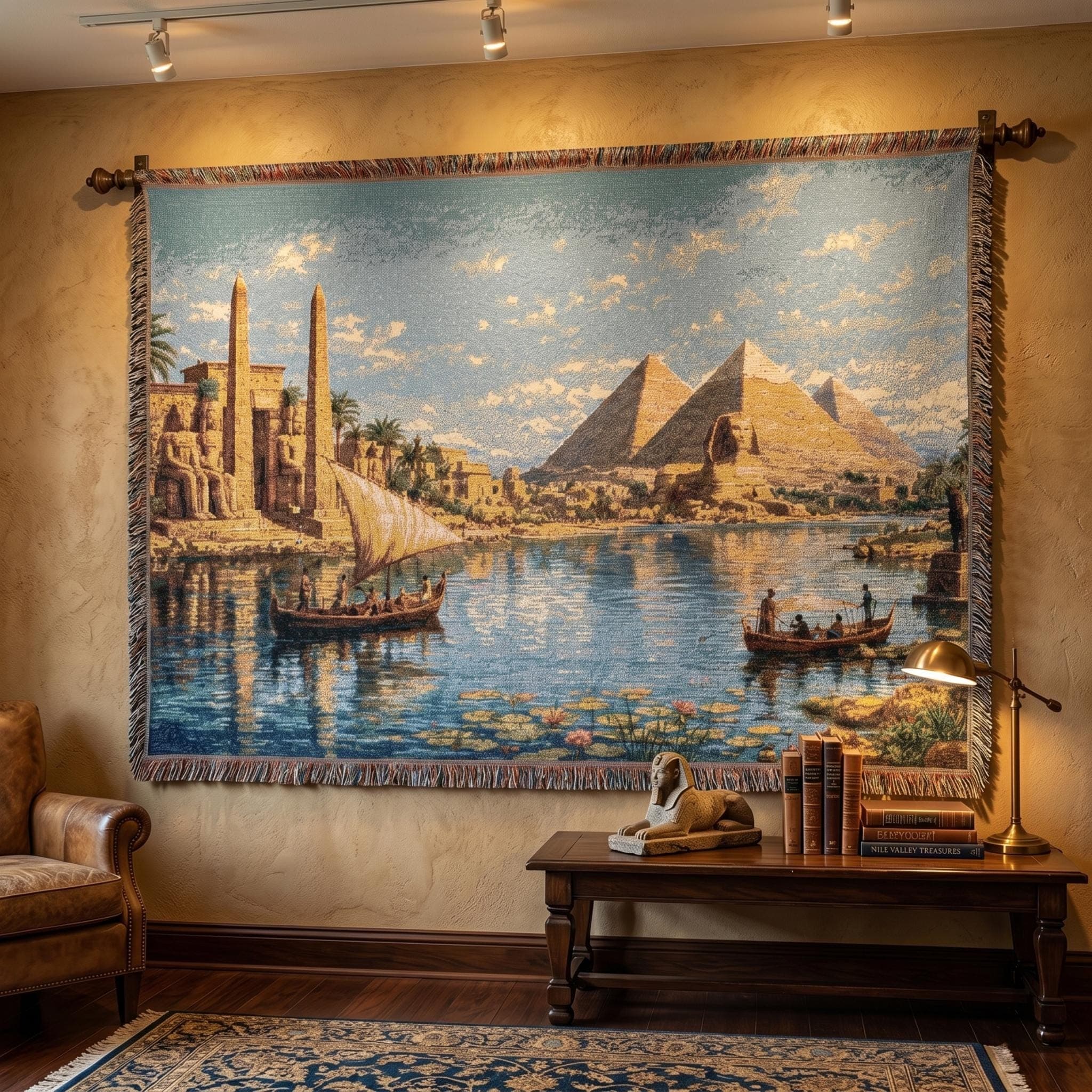 Egyptian Pyramid Tapestry Wall Hanging Ancient Egypt Wall Art Woven Throw Blanket Nile River Decor Sphinx Temple Landscape Gift Scenic Decor