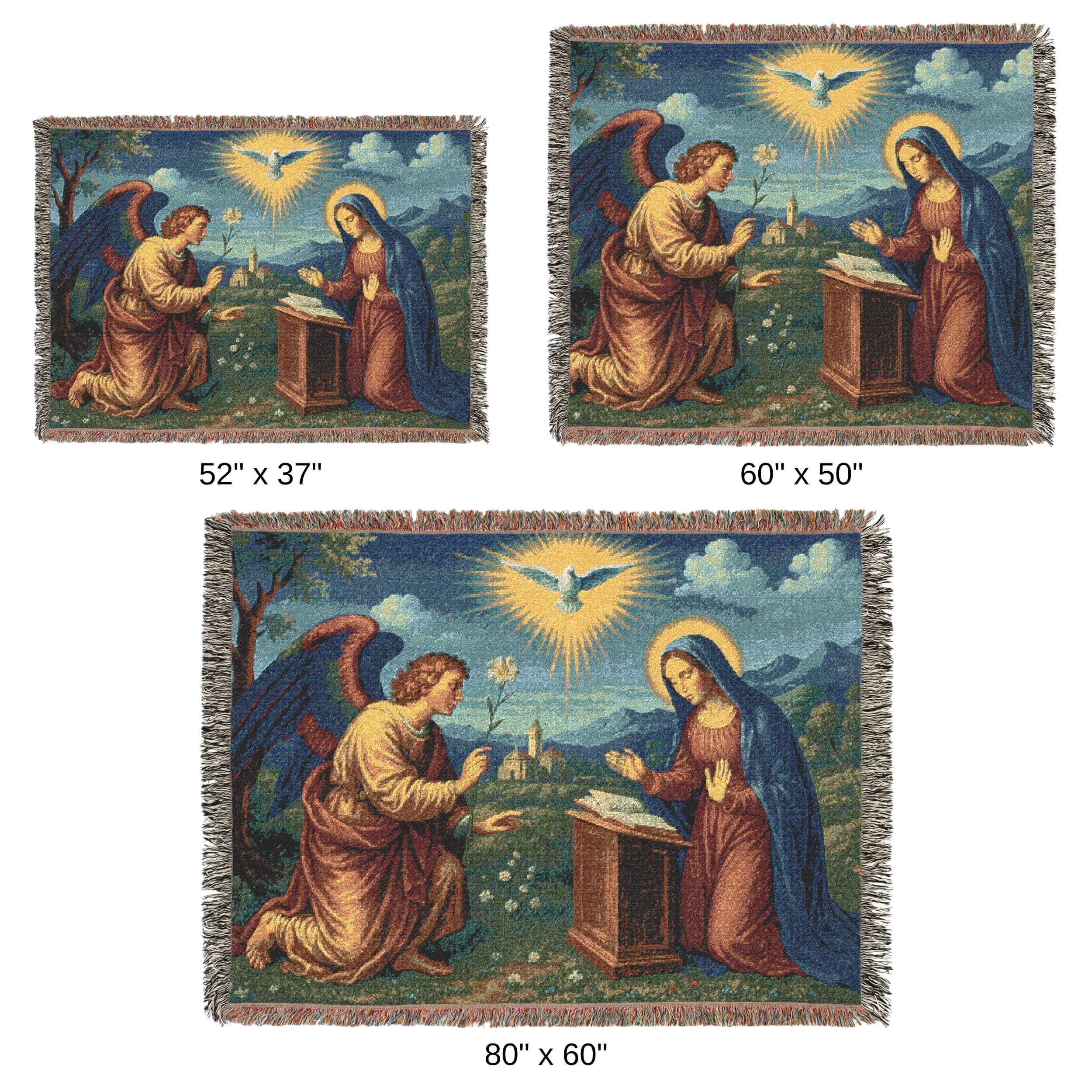 Annunciation Tapestry Wall Hanging Angel Gabriel Virgin Mary Christian Wall Decor Woven Throw Blanket Religious Bible Wall Art Faith Gift - image 5