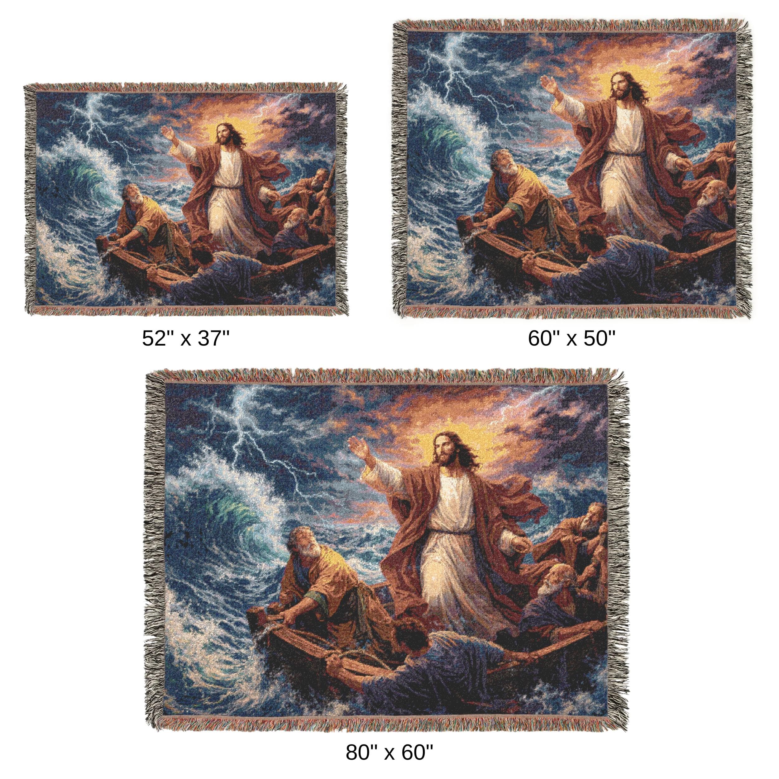 Jesus Calming the Storm Tapestry Christian Wall Hanging Woven Throw Blanket Biblical Ocean Scene Wall Art Religious Decor Faith Home Gift - image 5