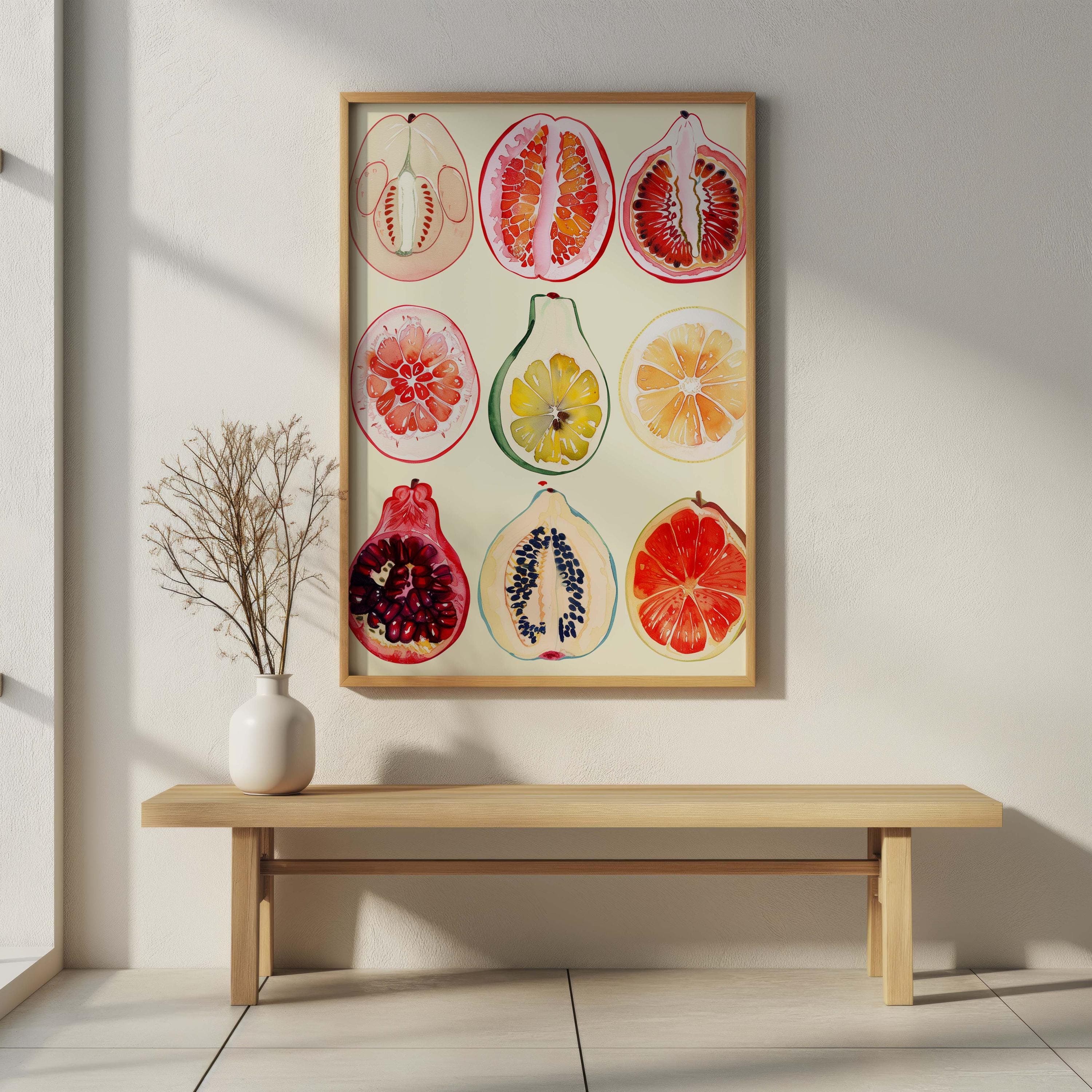 Abstract Sliced Fruit Print | Feminist Wall Art | Watercolor Papaya & Fig | Midwife Doula Gift | Boho Feminine Bedroom Decor - image 4