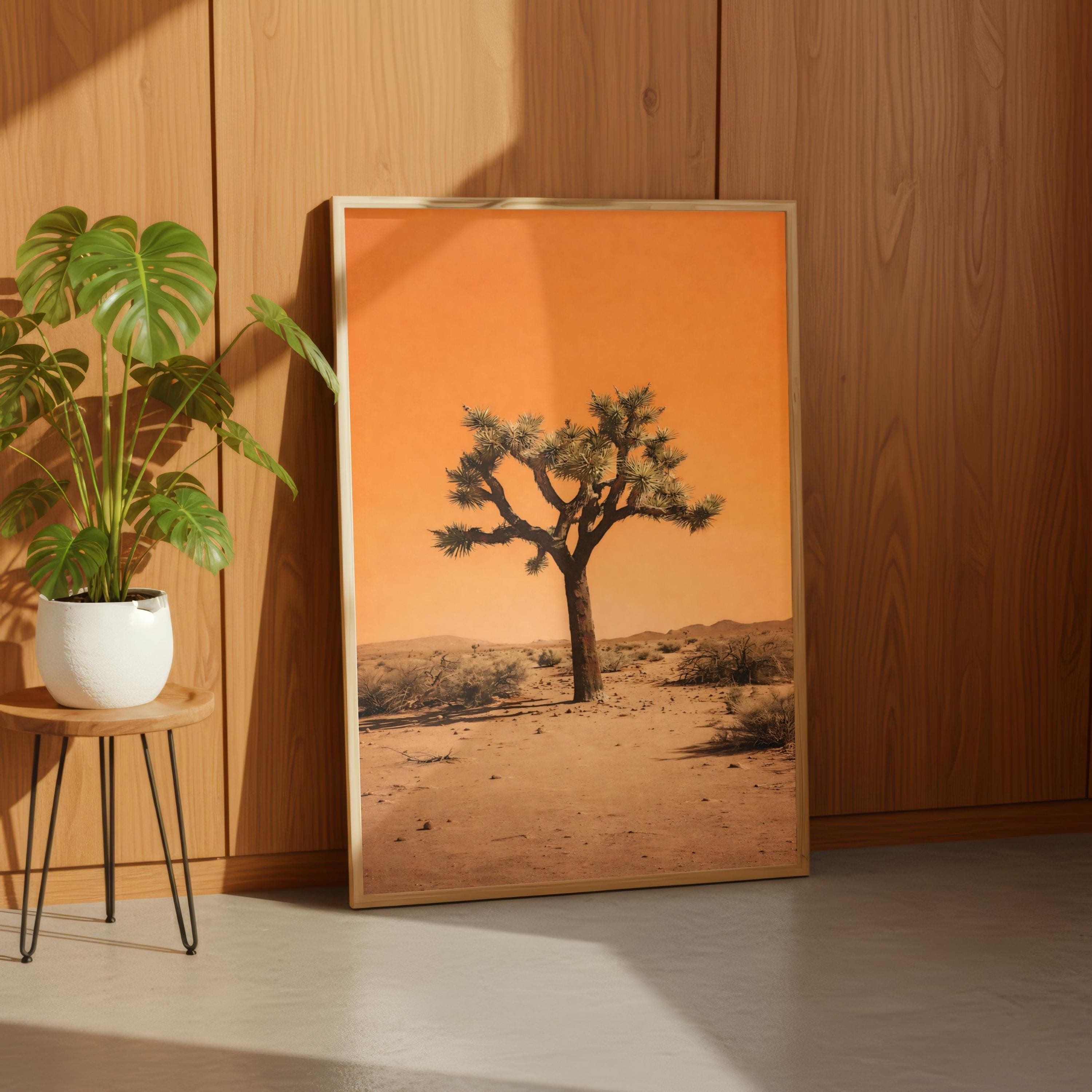 Joshua Tree Poster, Orange Sky Desert Photography, Minimalist Nature Print - image 4