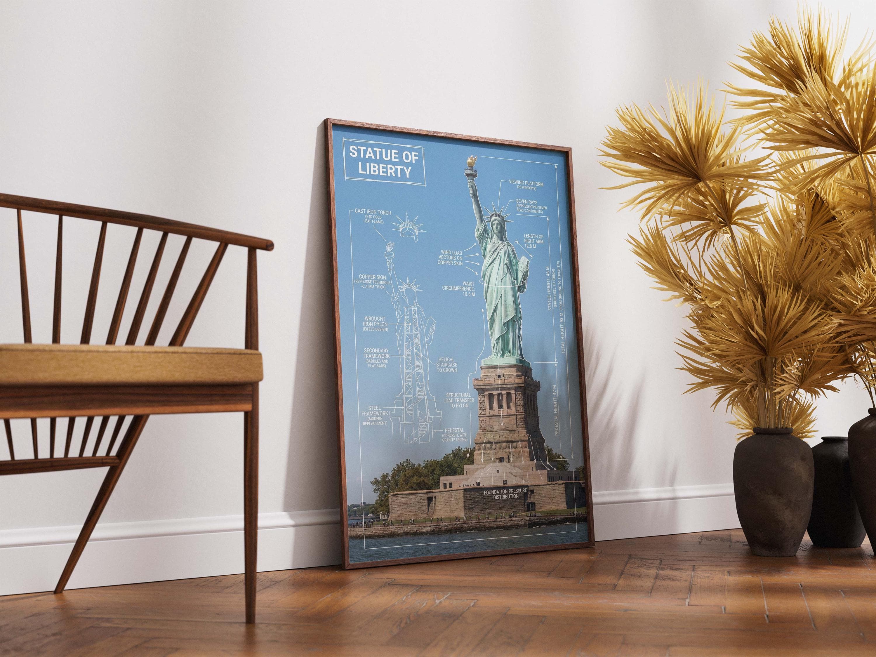 Statue of Liberty Blueprint Poster | Eiffel Pylon, Engineering Art - image 5