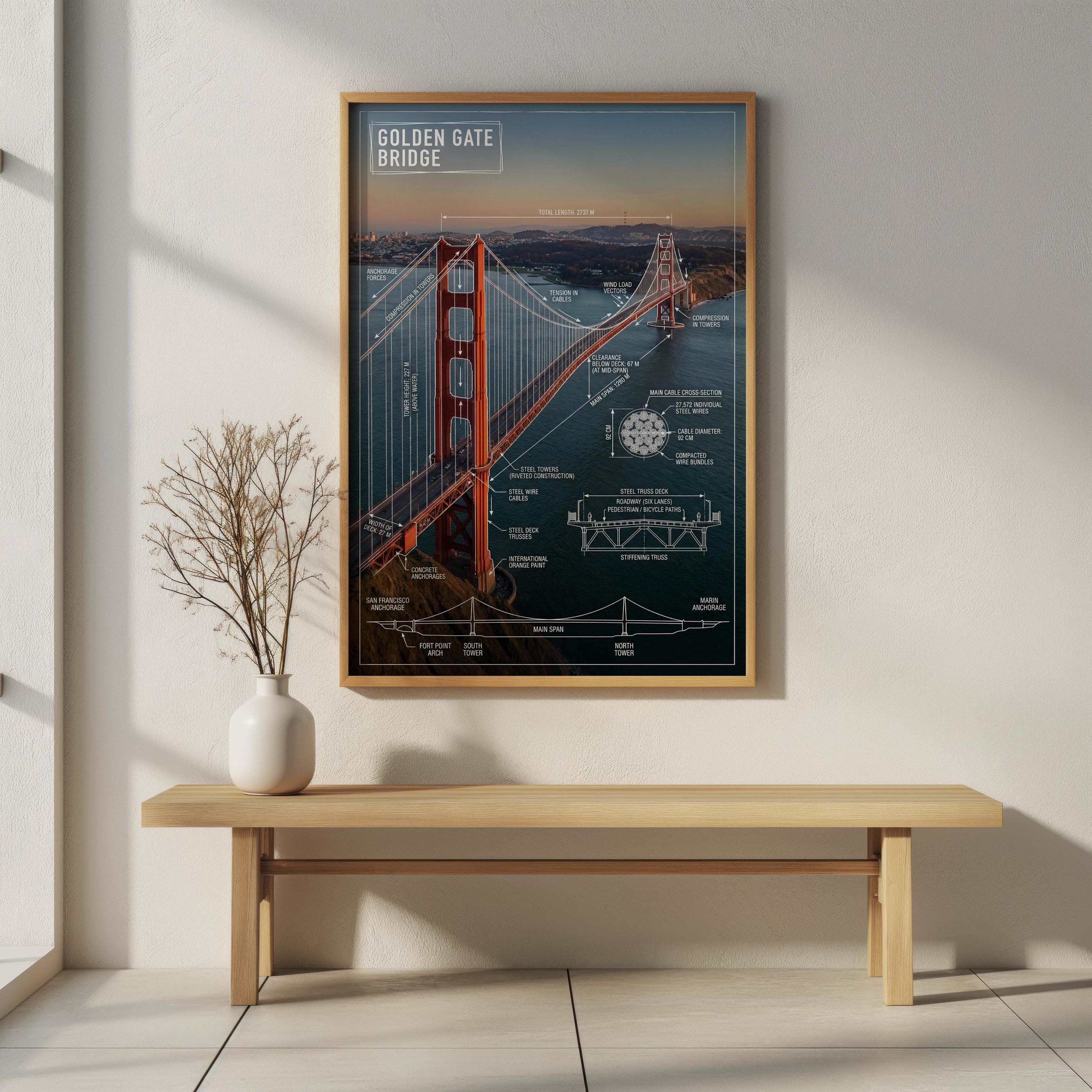 Golden Gate Bridge Blueprint Poster | Civil Engineer Gift - image 4