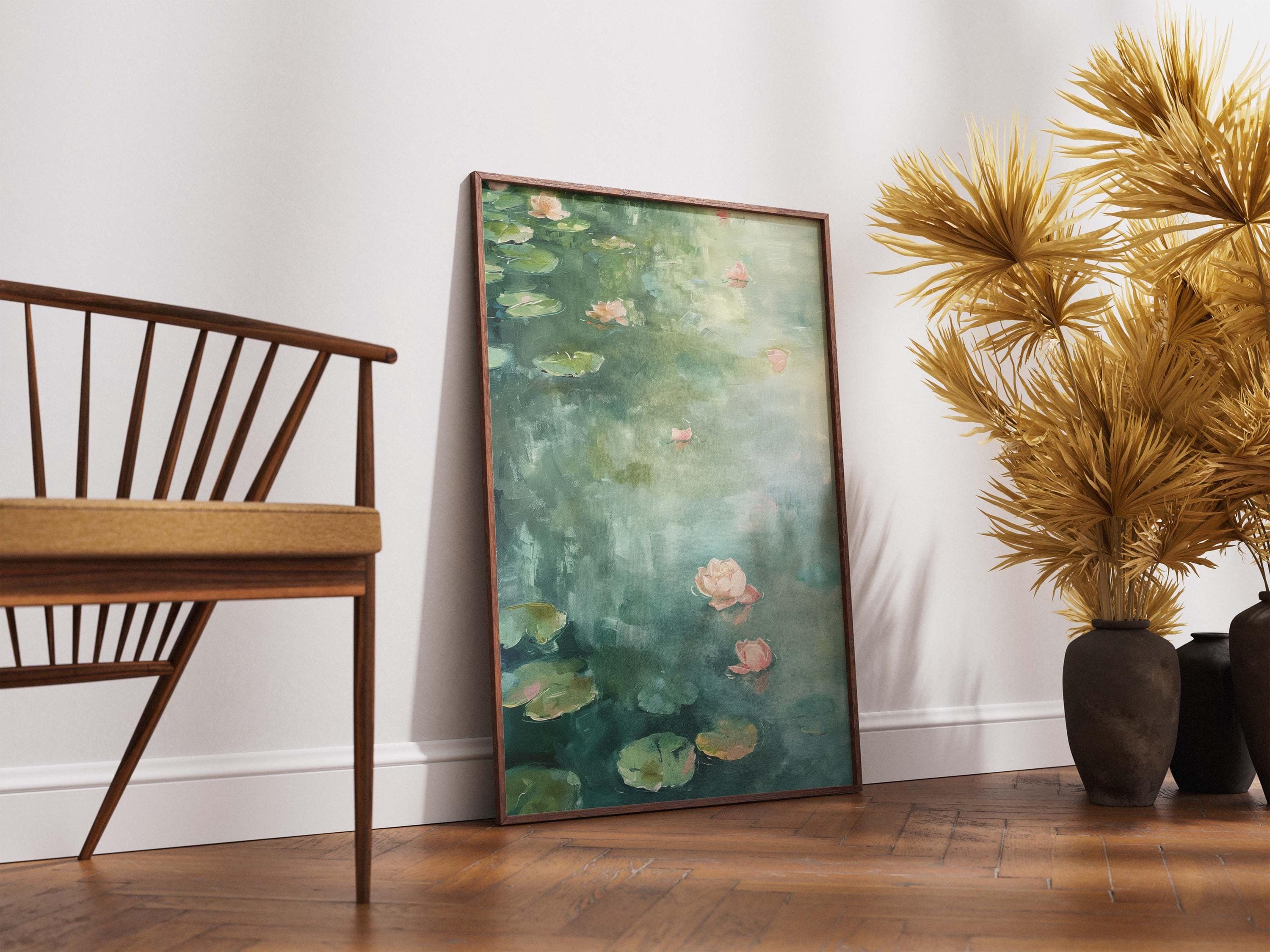 Claude Monet Water Lilies Print, Vintage Impressionist Art, Muted Pastel Pond Poster, Antique Style French Decor, Hazy Garden Painting - image 4