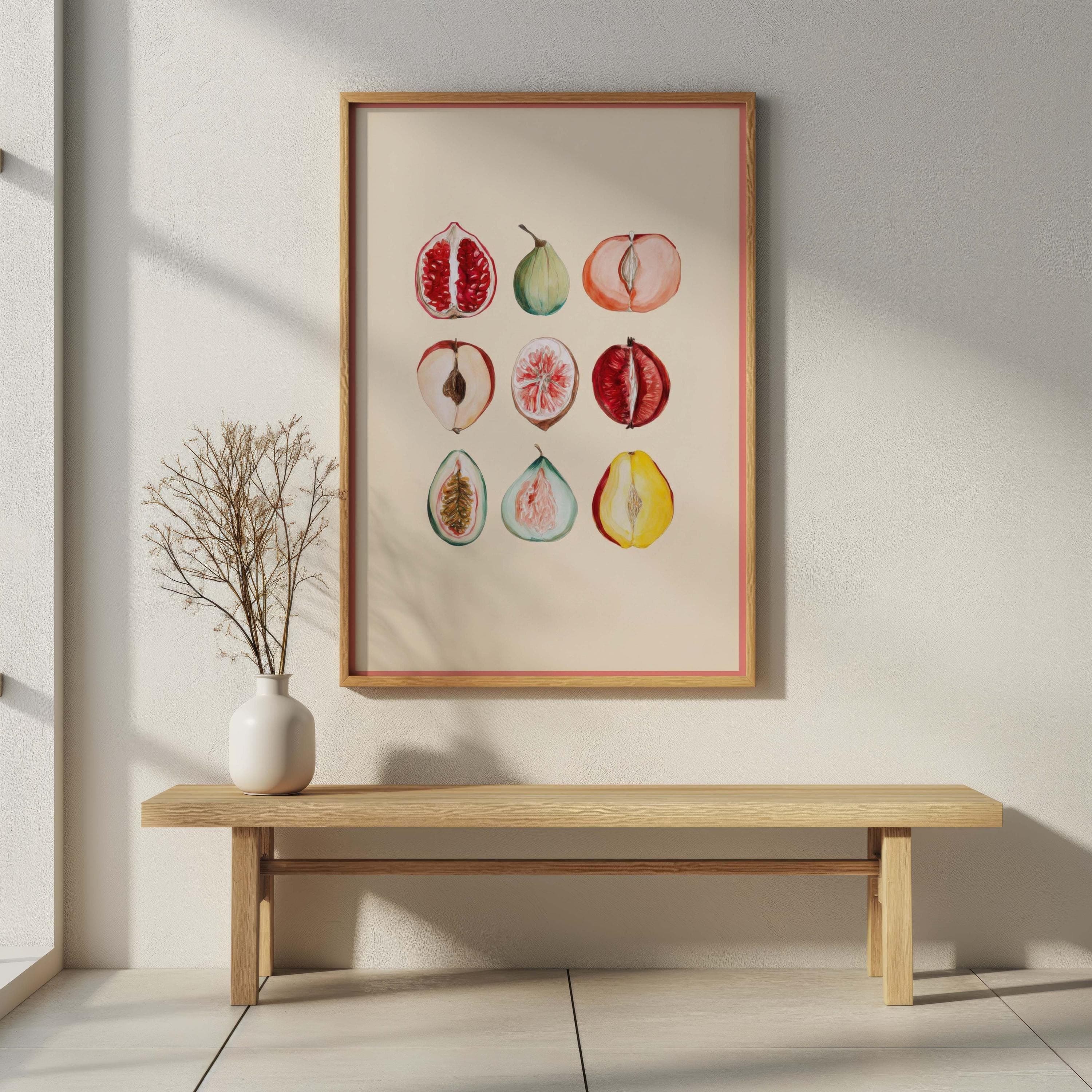 Vintage Oil Style Fruit Print | Feminine Body Positivity Art | Rustic Fig & Pomegranate | Midwife Doula Office Decor | Boho Bedroom Poster - image 4