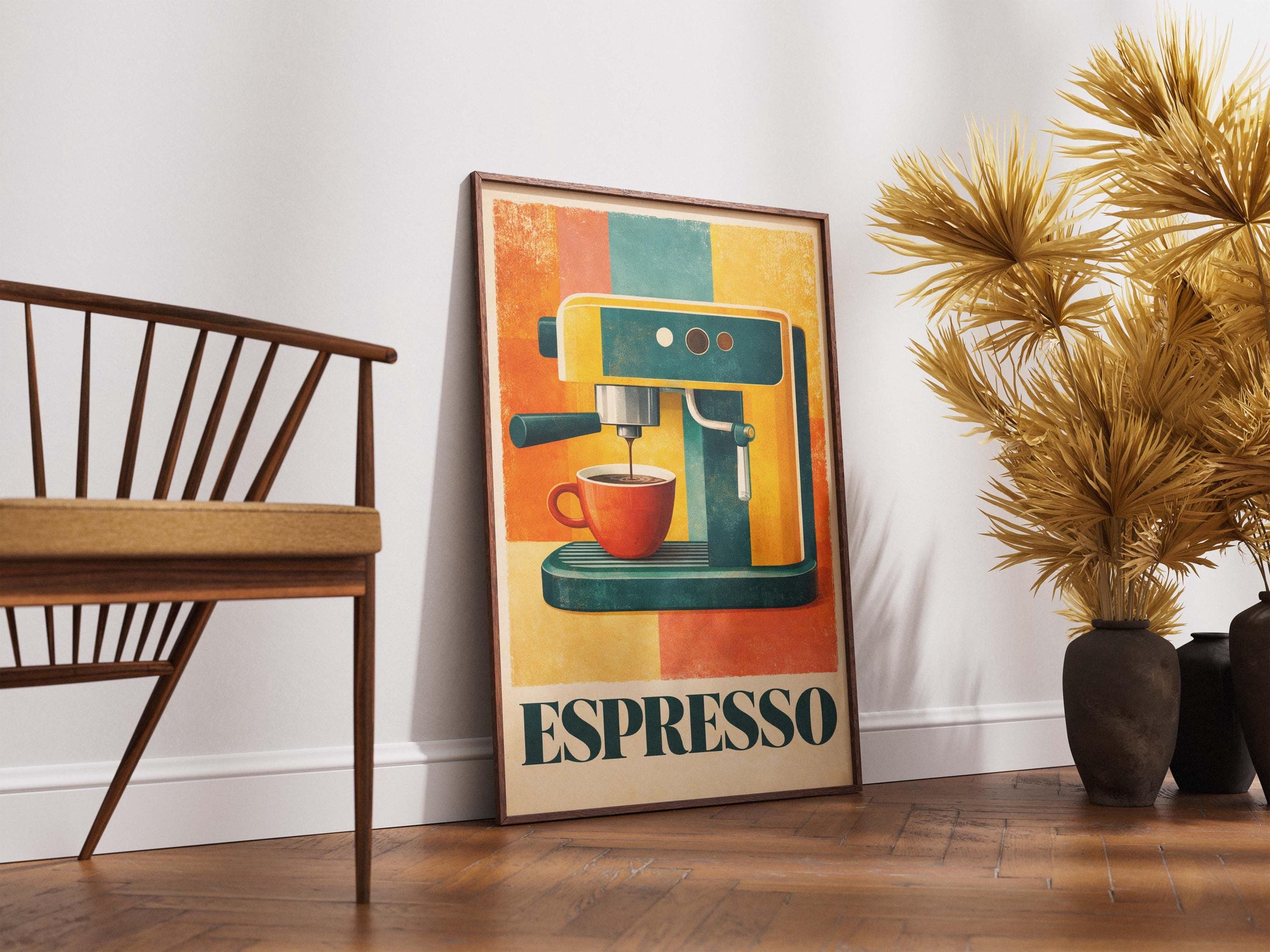 Mid Century Modern Espresso Poster, Retro Coffee Bar Wall Art, Bauhaus Kitchen Decor, Vintage Cafe Machine Print, Barista Gift - image 4