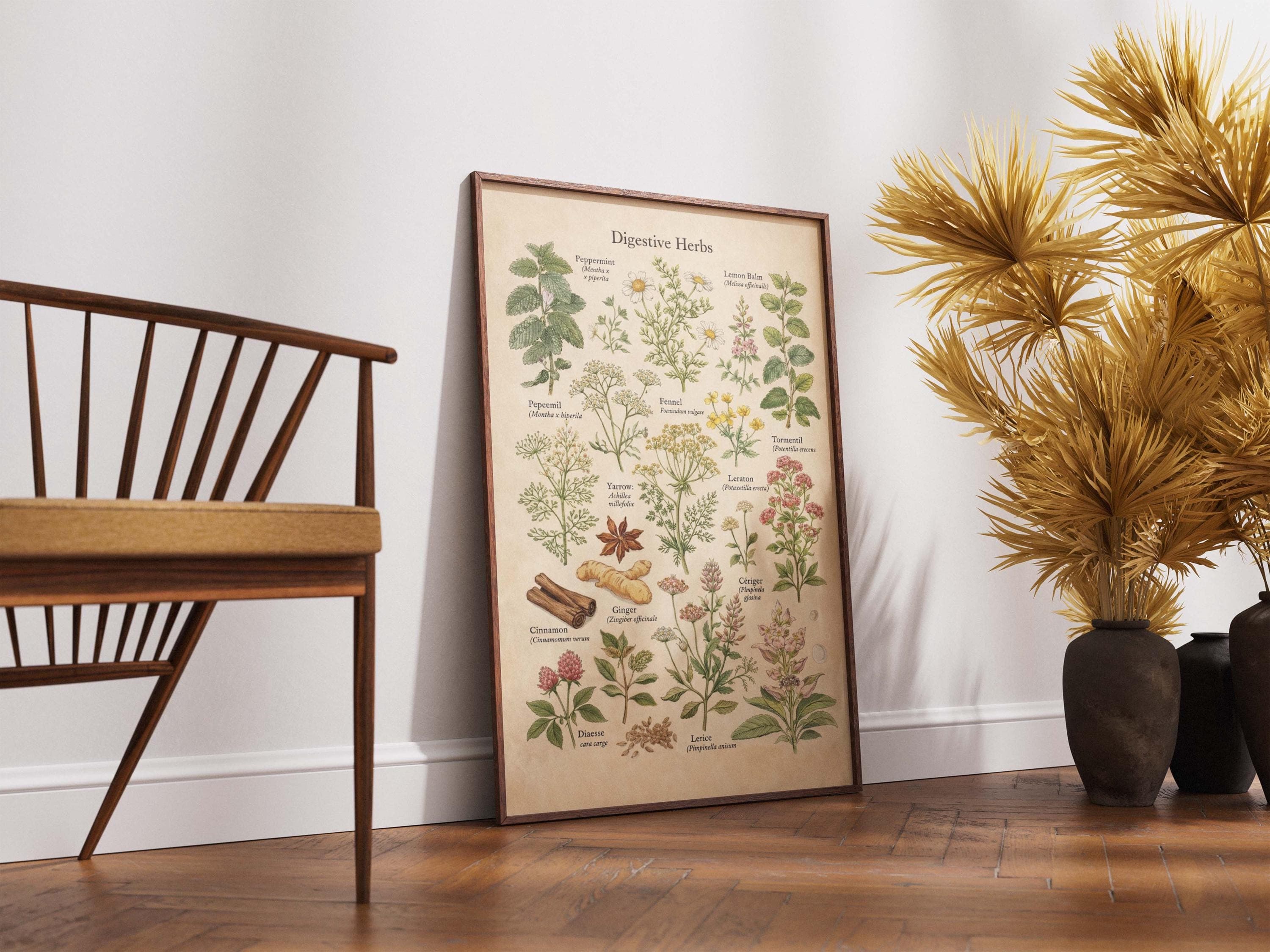 Digestive Herbs Botanical Print, Vintage Kitchen Herb Chart, Apothecary Wall Art - image 4