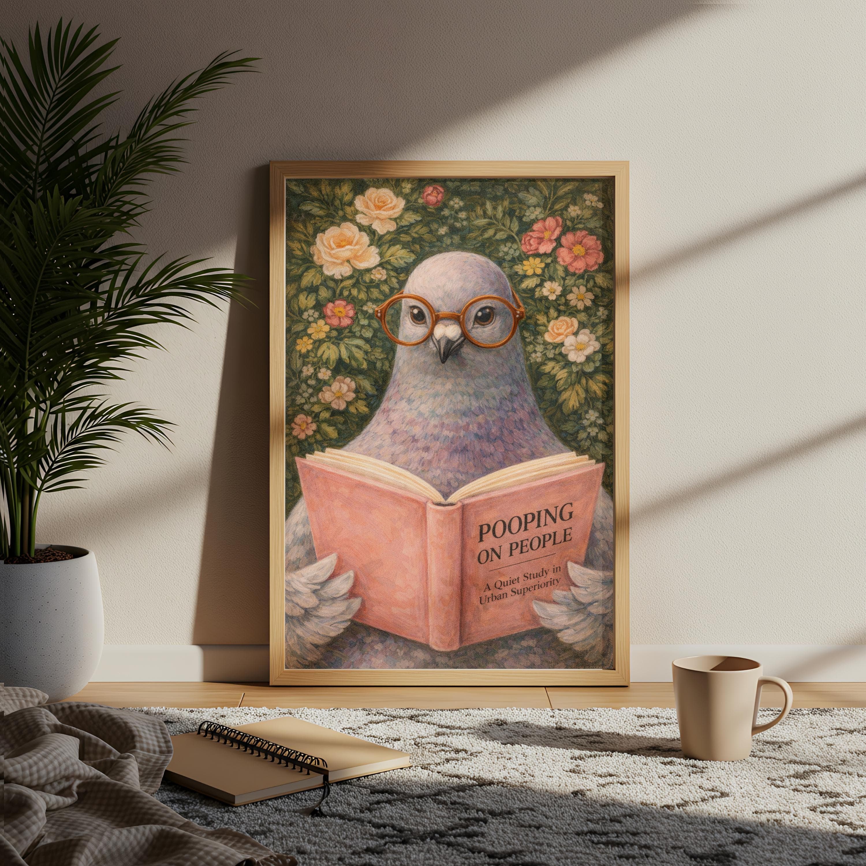 Funny Pigeon Reading Bathroom Art, Pooping On People Poster, Sarcastic Animal Art - image 5
