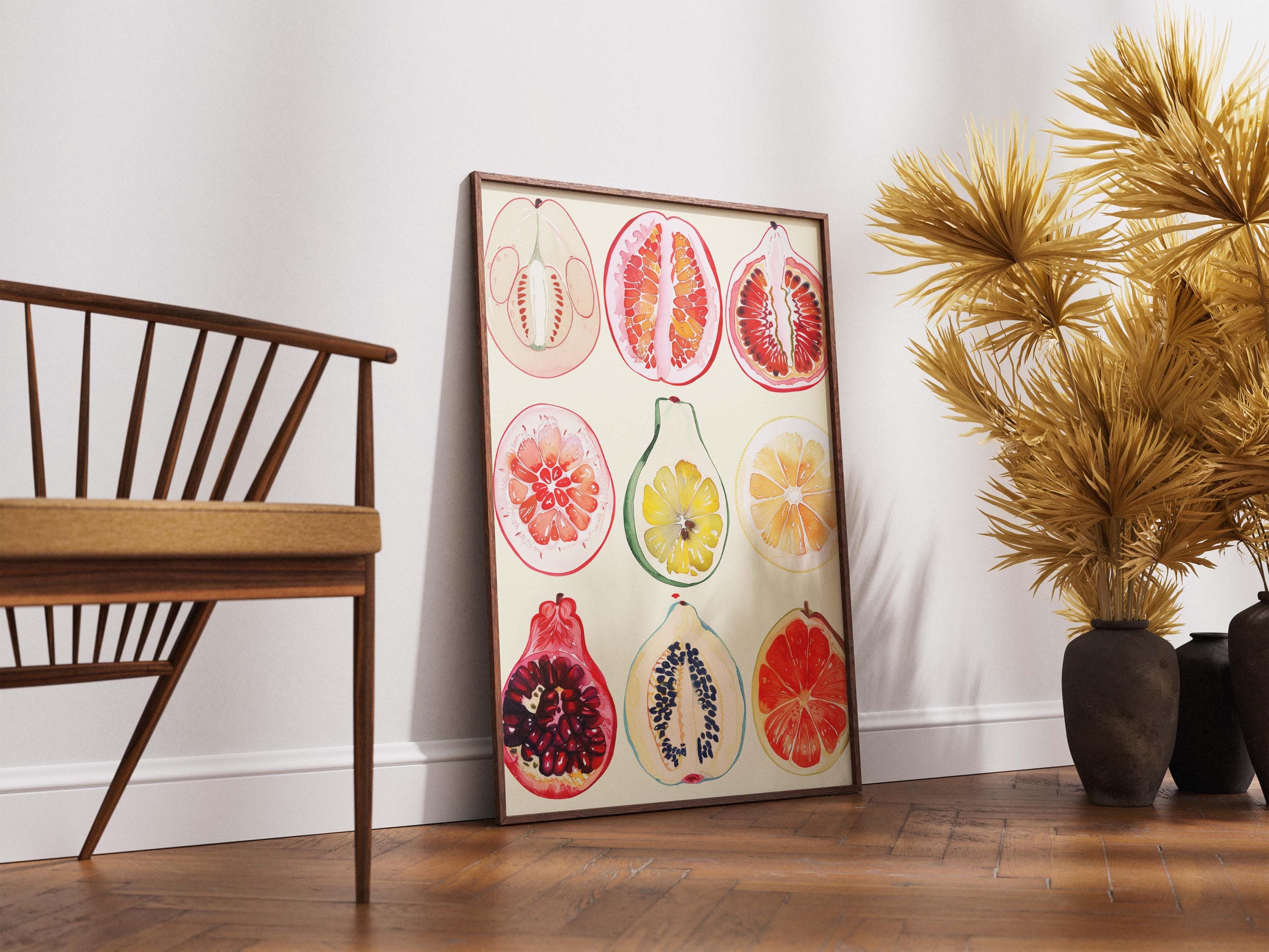 Abstract Sliced Fruit Print | Feminist Wall Art | Watercolor Papaya & Fig | Midwife Doula Gift | Boho Feminine Bedroom Decor - image 5