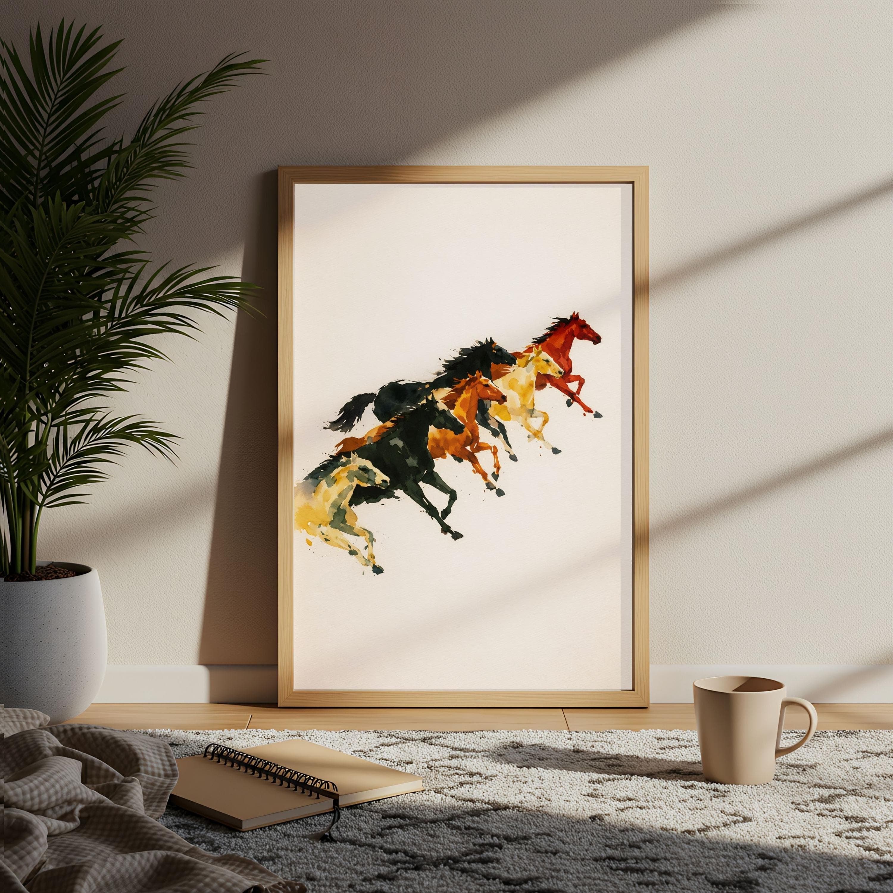 Herd of Horses Poster, Expressive Watercolor Art, Running Horses Wall Decor - image 5