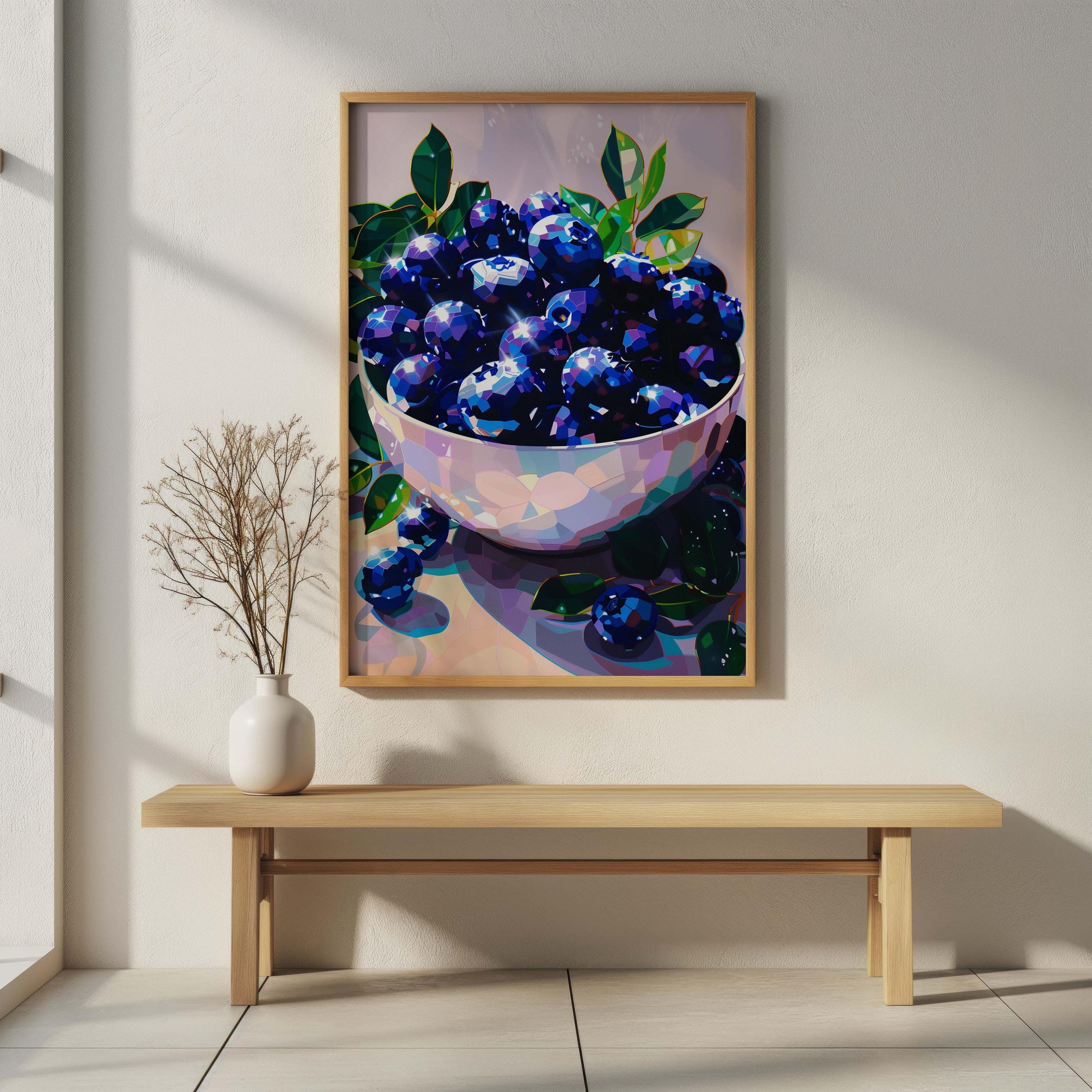 Blueberry Kitchen Poster, Indigo Fruit Art, Faceted Digital Print, Dopamine Decor Wall Art - image 4