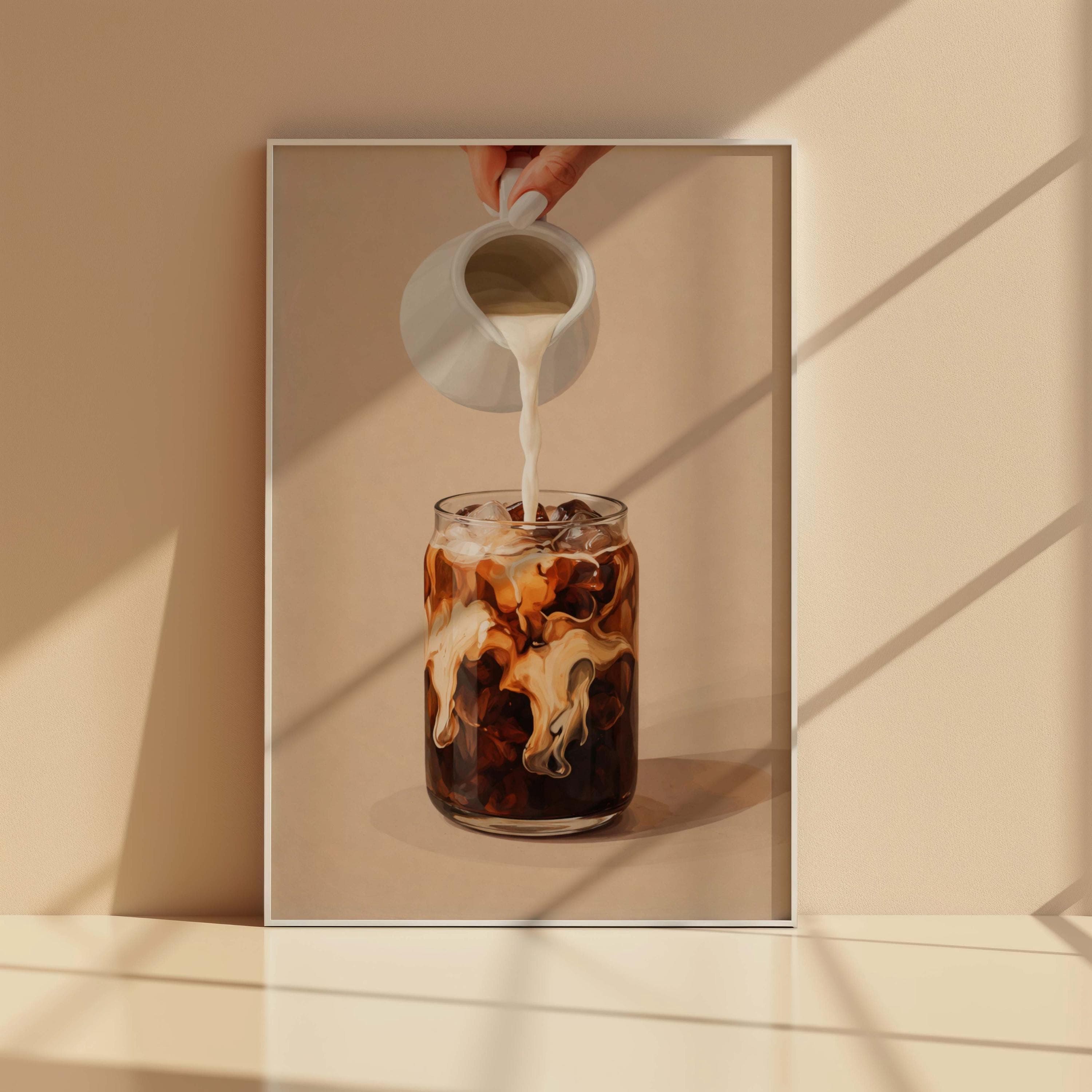 Iced Coffee Art Print, Creamy Swirl Latte, Kitchen Decor - image 3