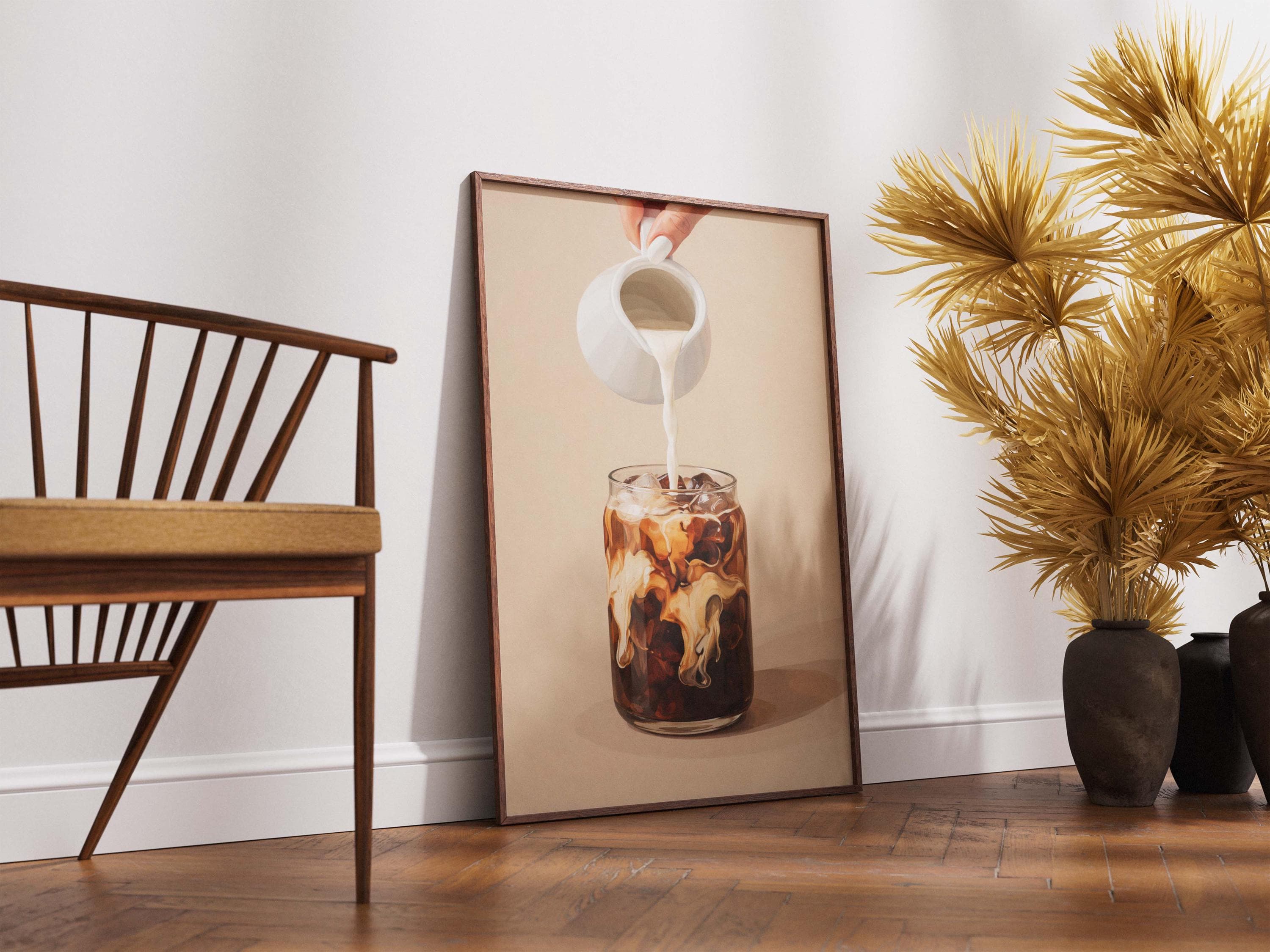 Iced Coffee Art Print, Creamy Swirl Latte, Kitchen Decor - image 4