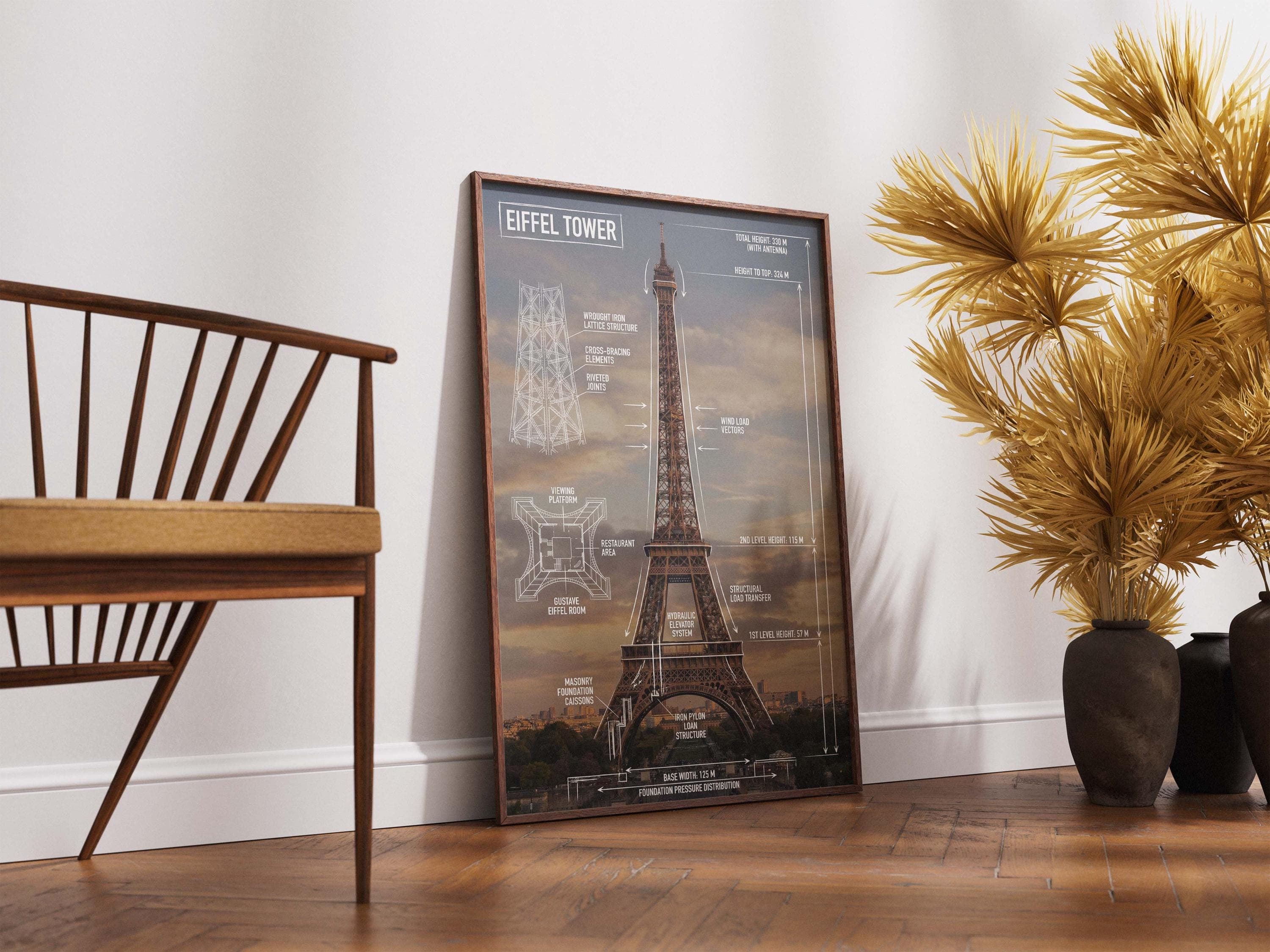 Eiffel Tower Blueprint Poster | Paris Engineering Art Print - image 5