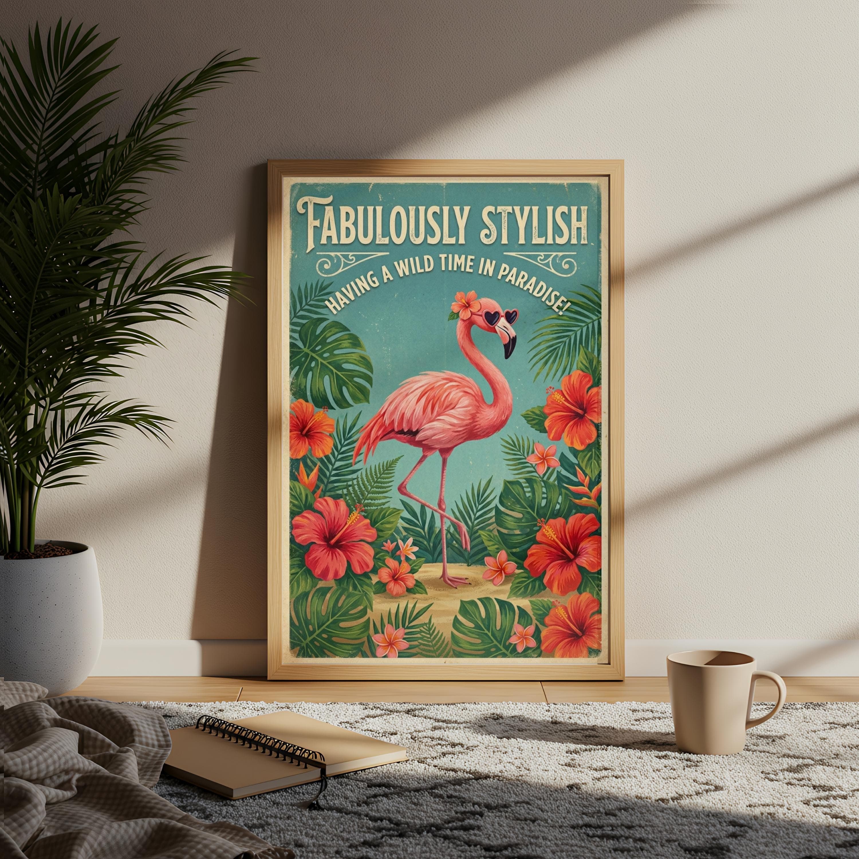 Retro Flamingo Poster, Tropical Kitsch Wall Art, Vintage Florida Beach House Print - image 5