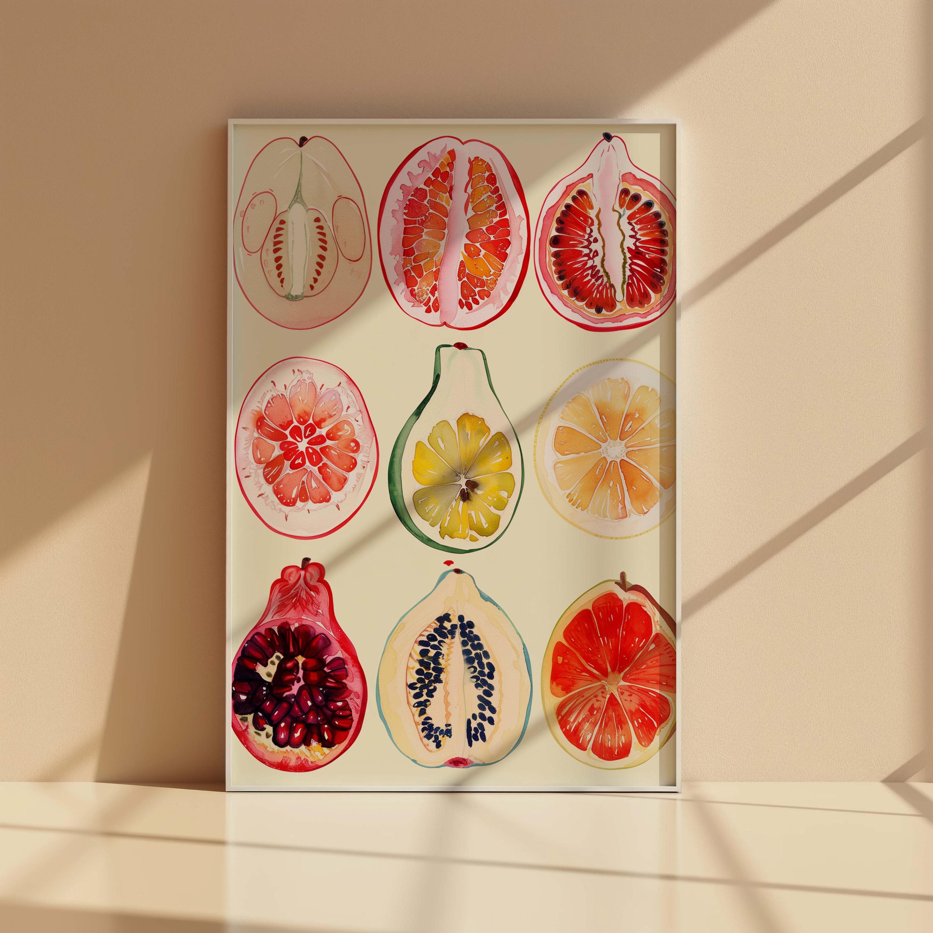 Abstract Sliced Fruit Print | Feminist Wall Art | Watercolor Papaya & Fig | Midwife Doula Gift | Boho Feminine Bedroom Decor - image 3