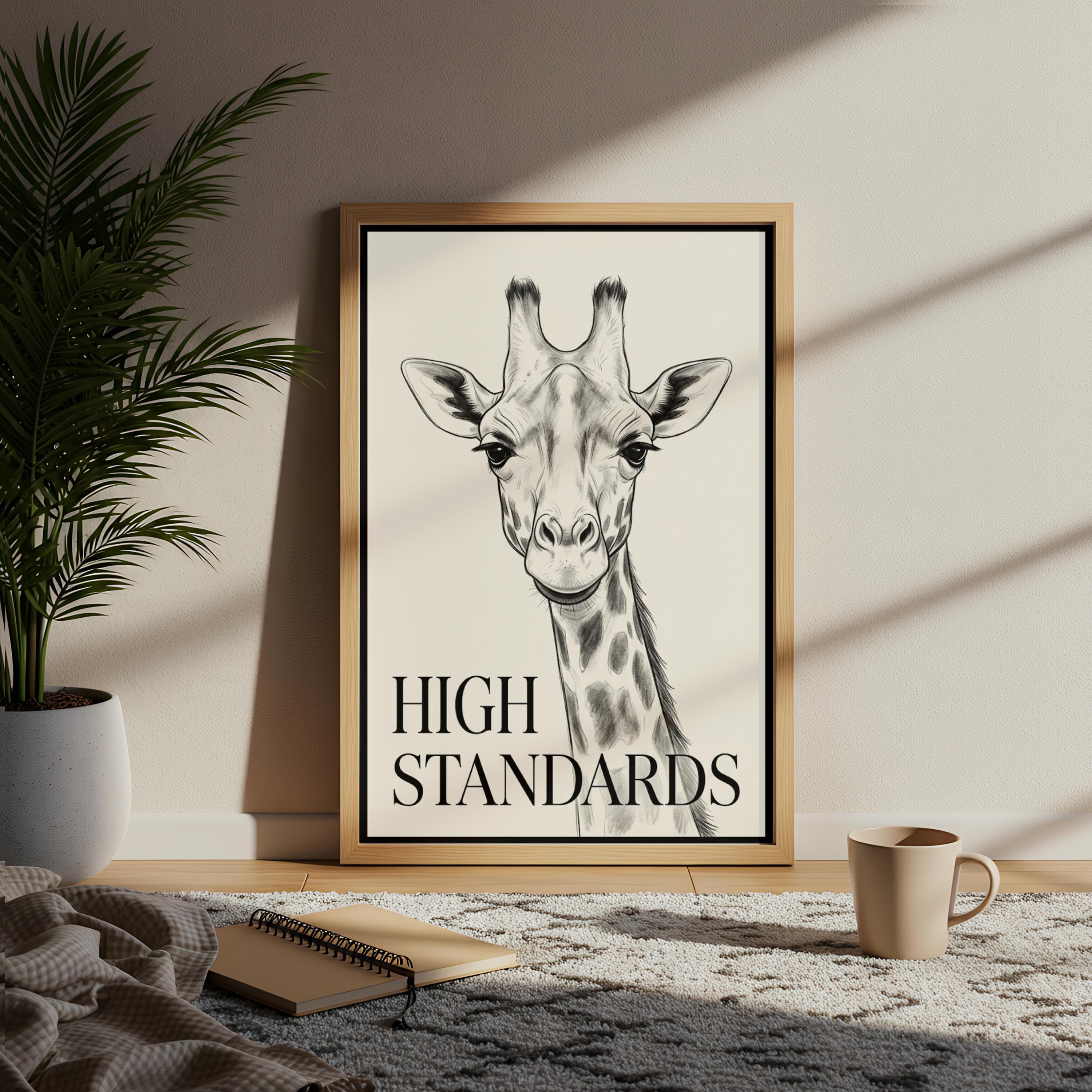 Funny Giraffe Bathroom Art, High Standards Poster, Minimalist Toilet Decor Print - image 5